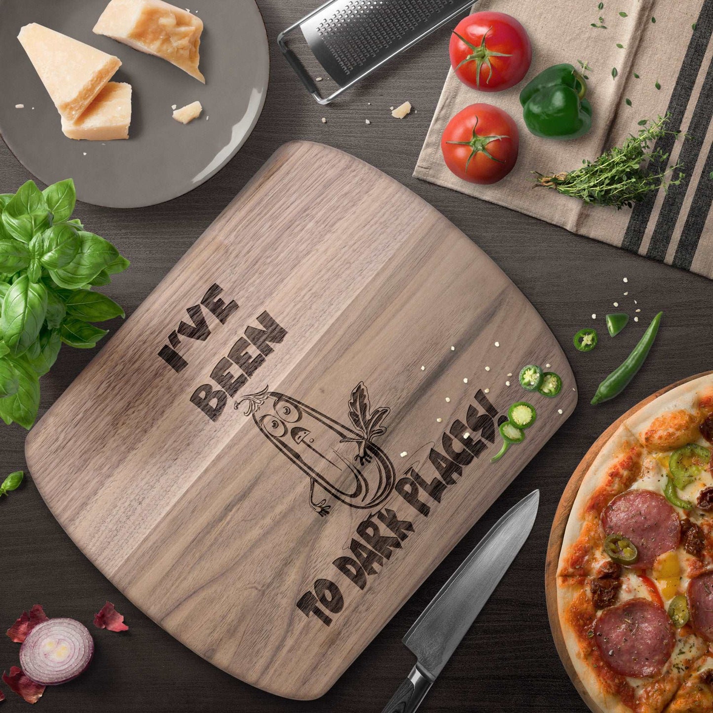 Funny Hardwood Oval Cutting Board - Dark Places