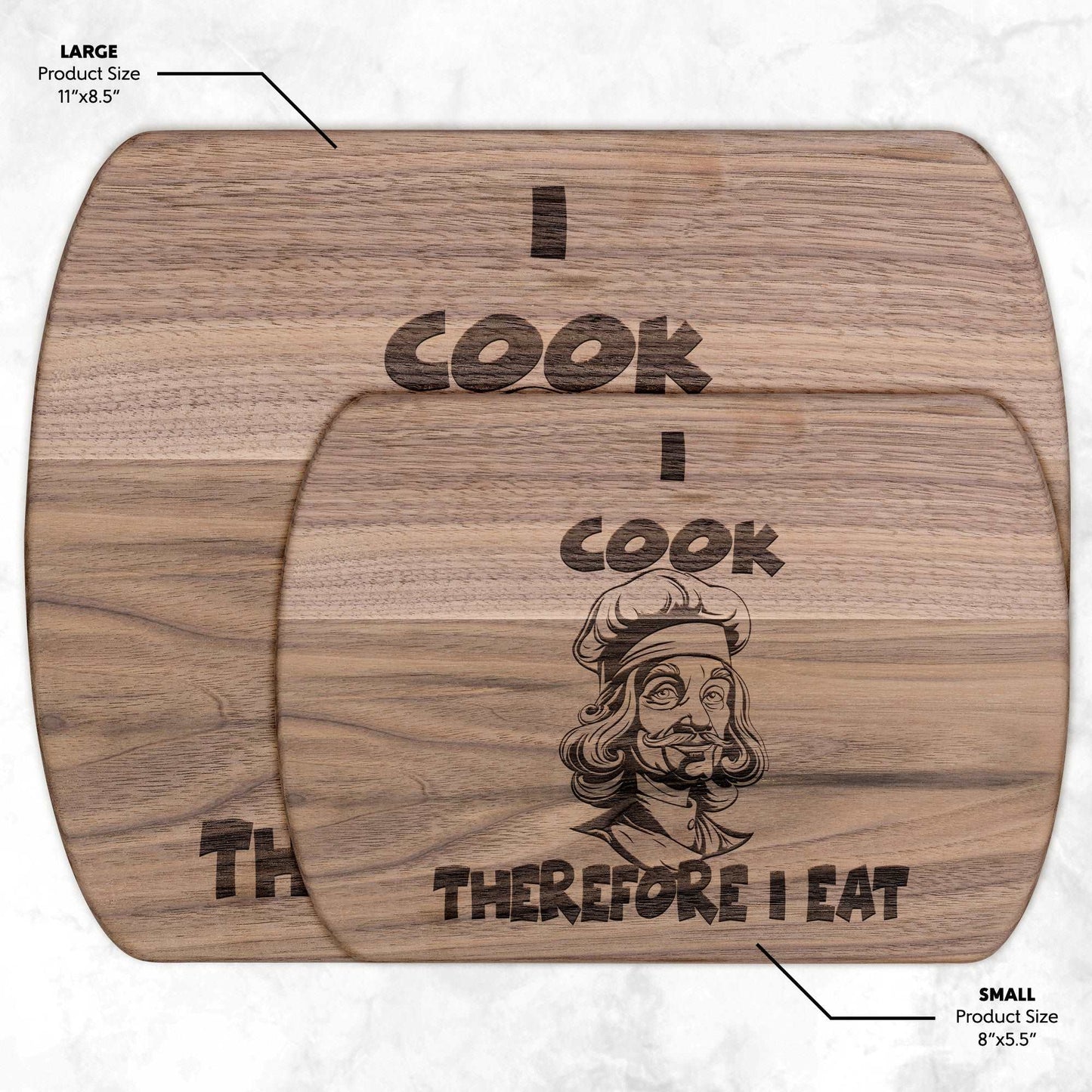 Funny Hardwood Oval Cutting Board - Descartes