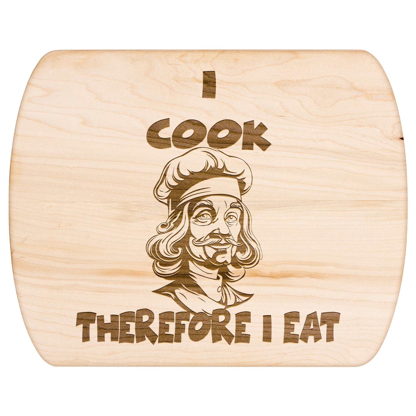Funny Hardwood Oval Cutting Board - Descartes