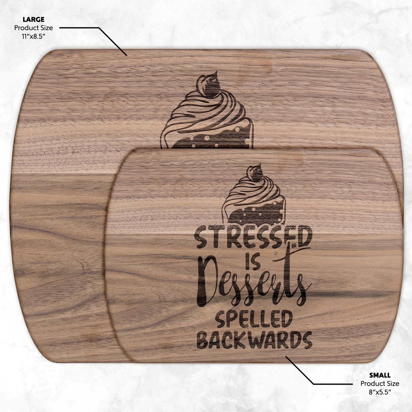 Funny Hardwood Oval Cutting Board - Dessert