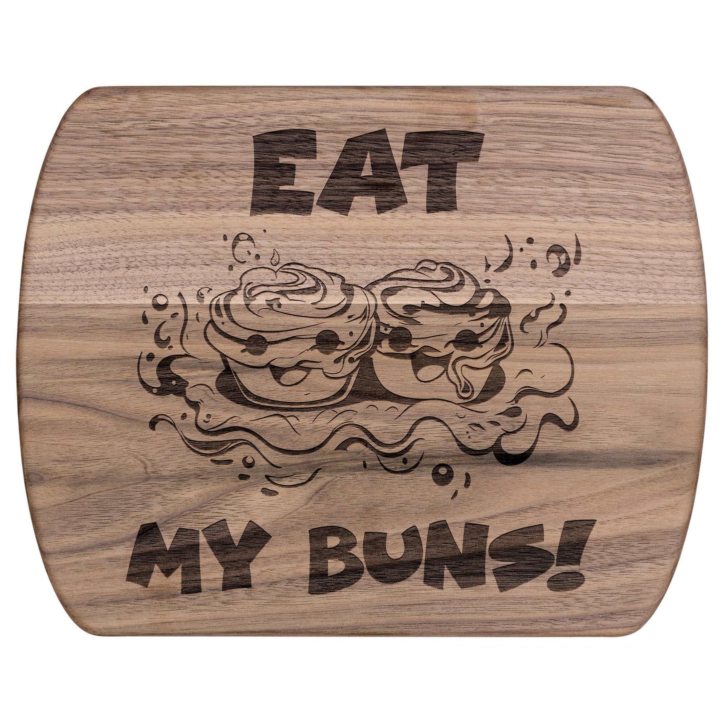 Funny Hardwood Oval Cutting Board - Eat My Buns