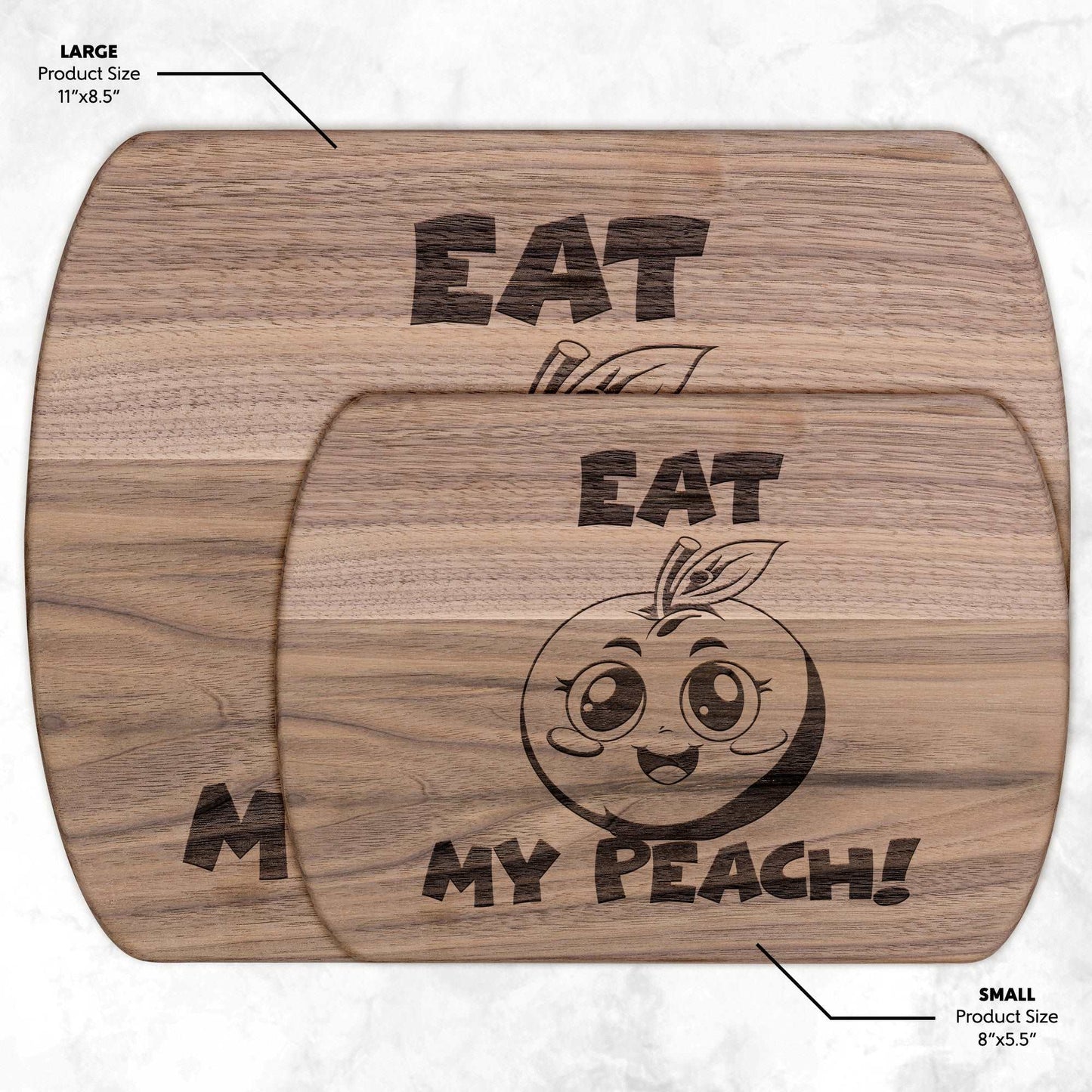 Funny Hardwood Oval Cutting Board - Eat My Peach