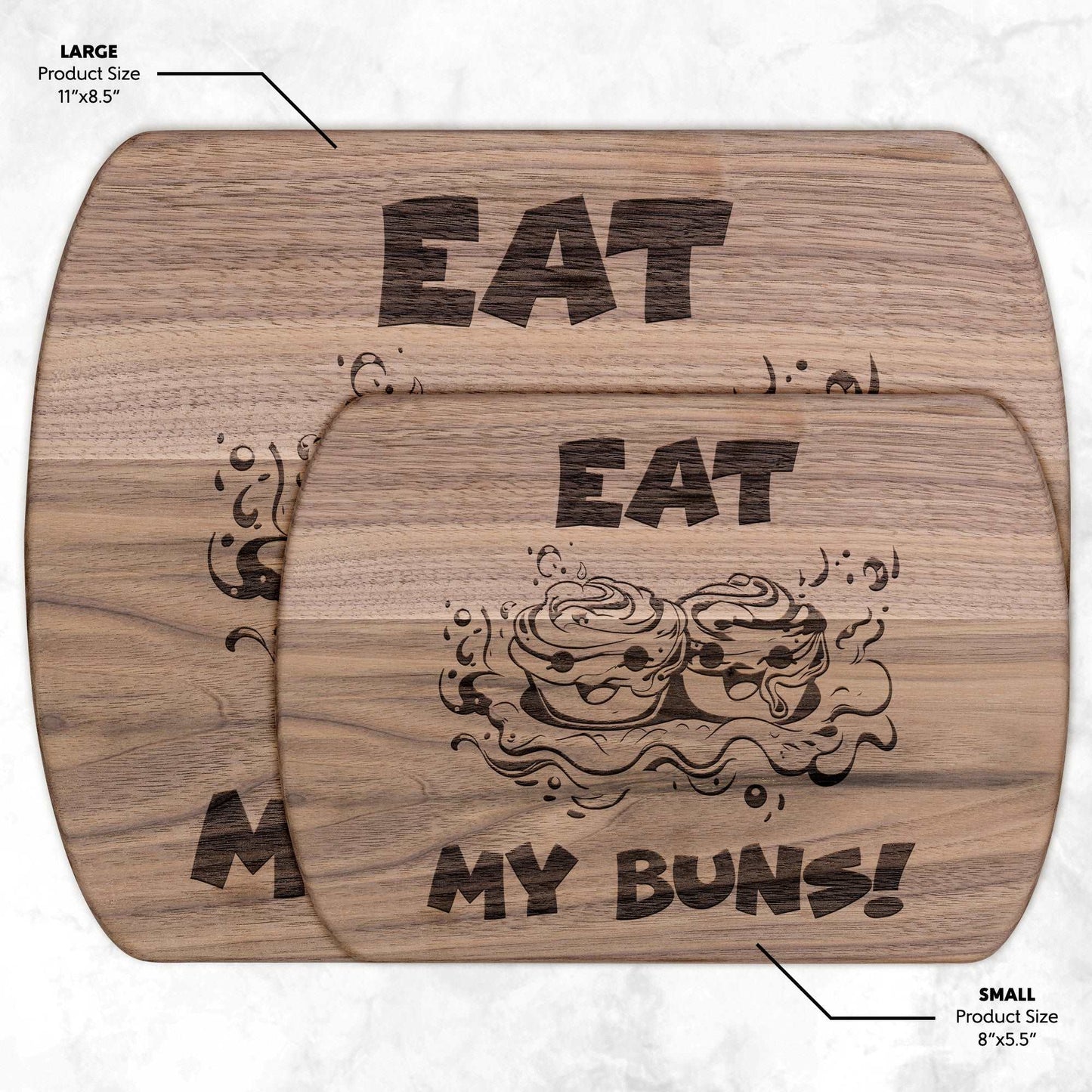 Funny Hardwood Oval Cutting Board - Eat My Buns