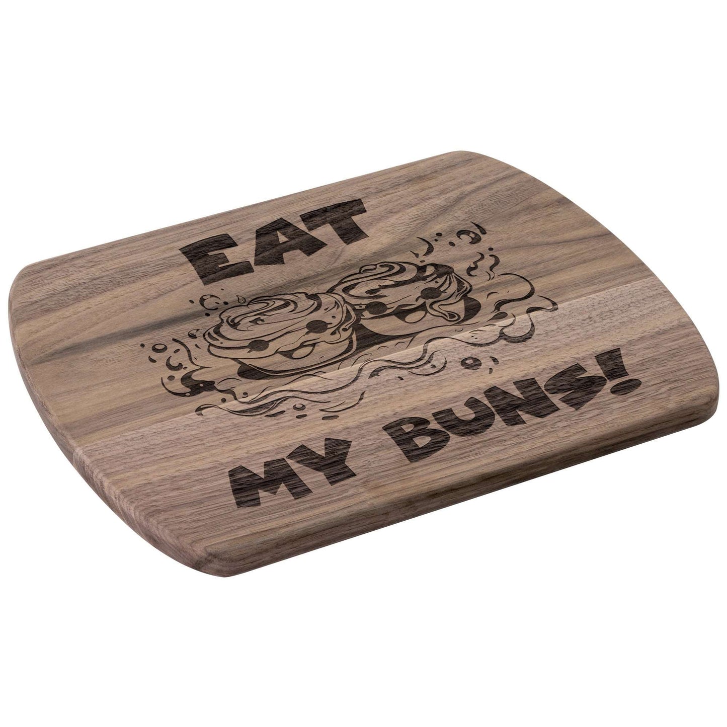 Funny Hardwood Oval Cutting Board - Eat My Buns