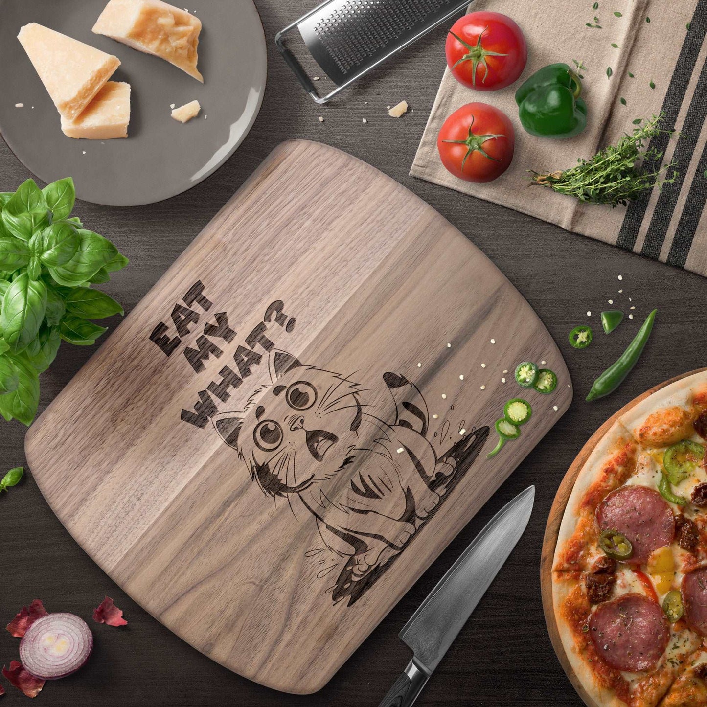 Funny Hardwood Oval Cutting Board - Eat My What