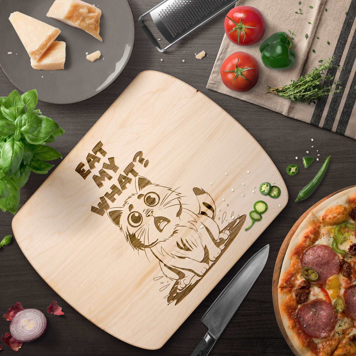 Funny Hardwood Oval Cutting Board - Eat My What