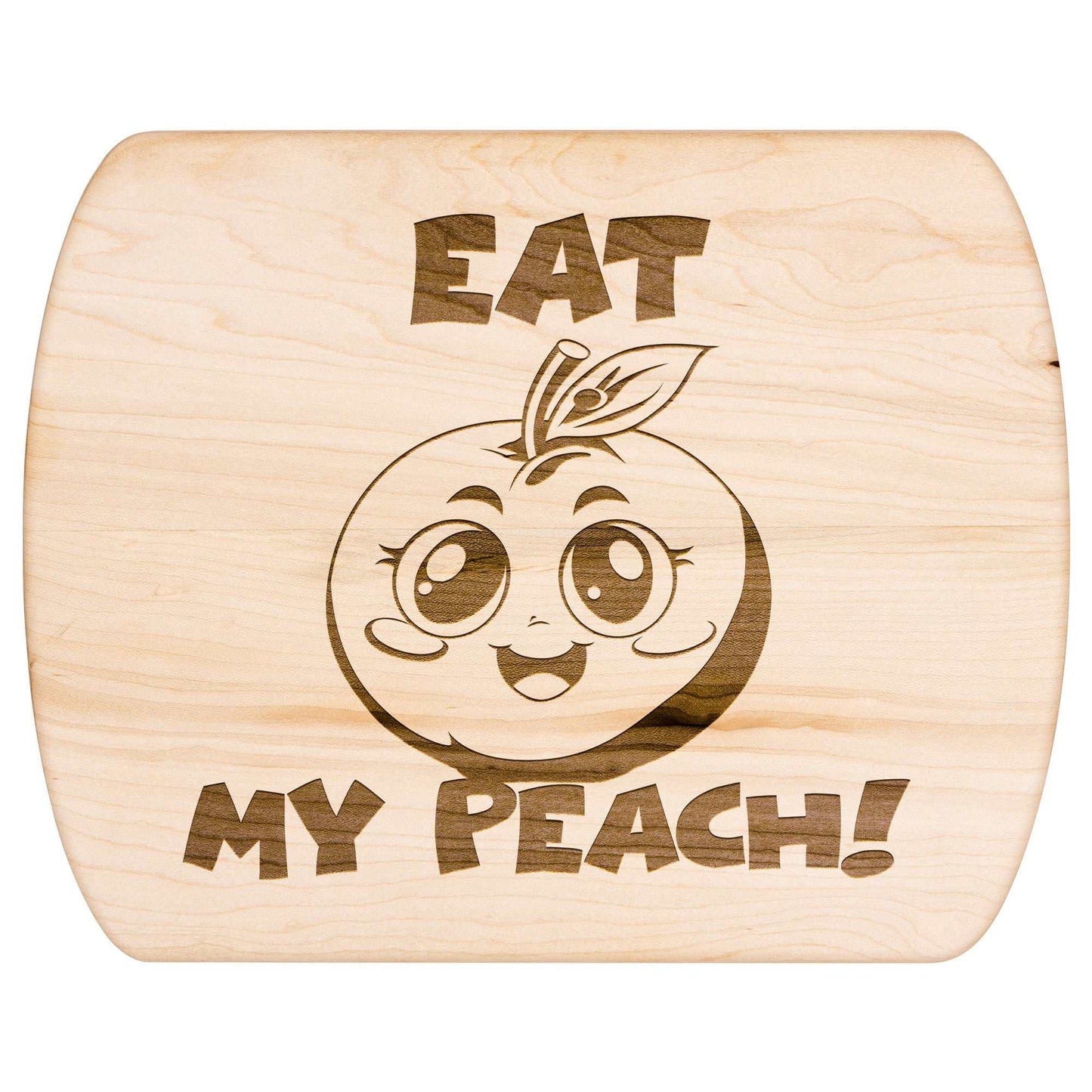 Funny Hardwood Oval Cutting Board - Eat My Peach