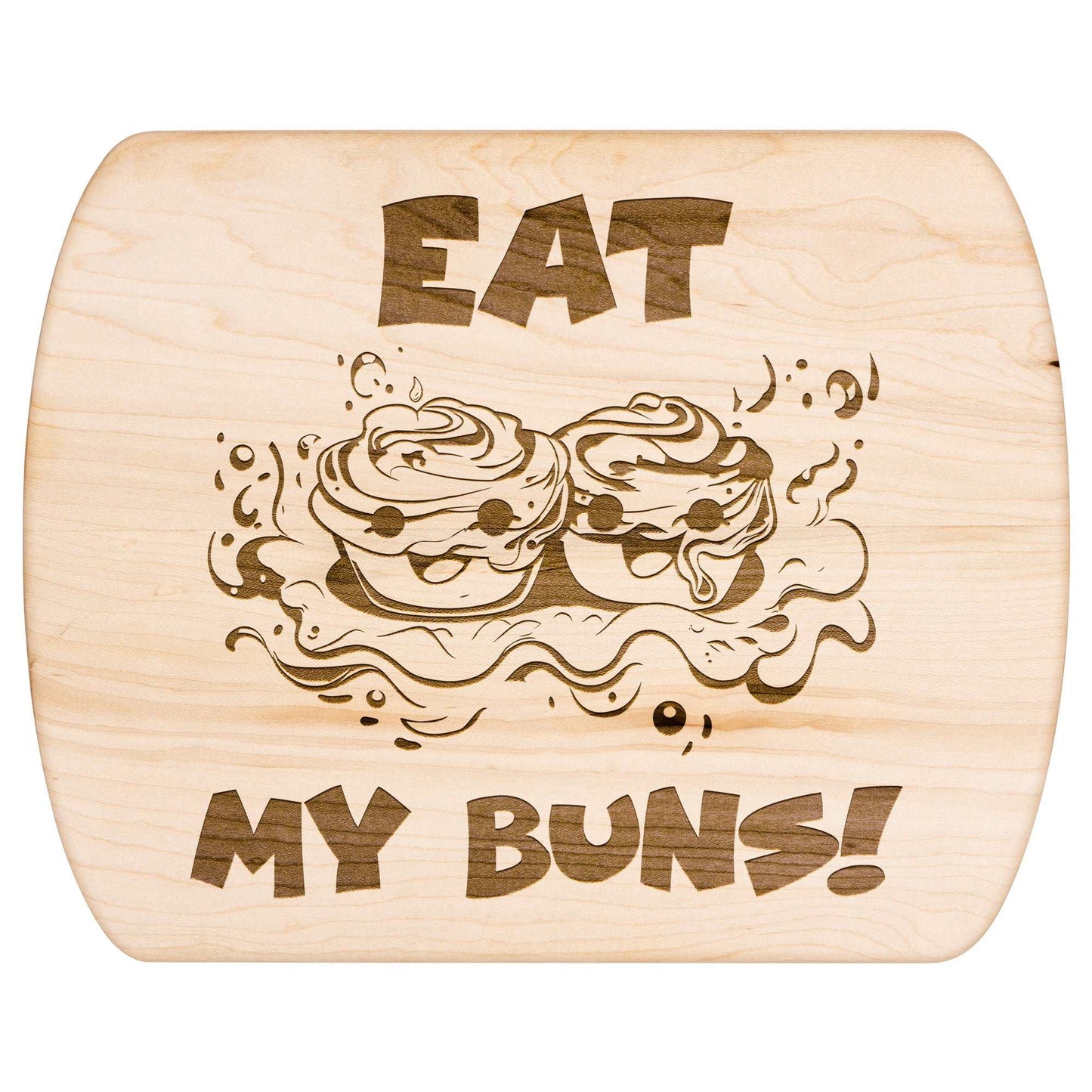 Funny Hardwood Oval Cutting Board - Eat My Buns