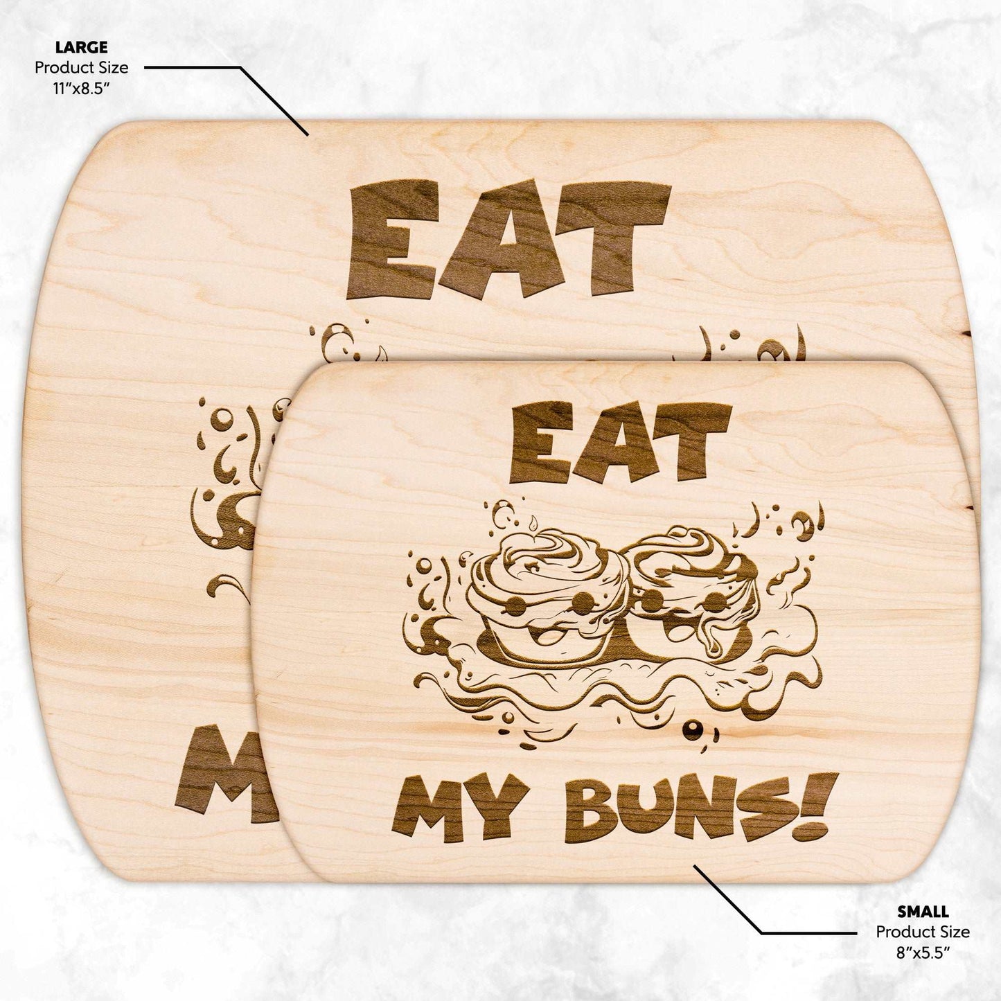 Funny Hardwood Oval Cutting Board - Eat My Buns