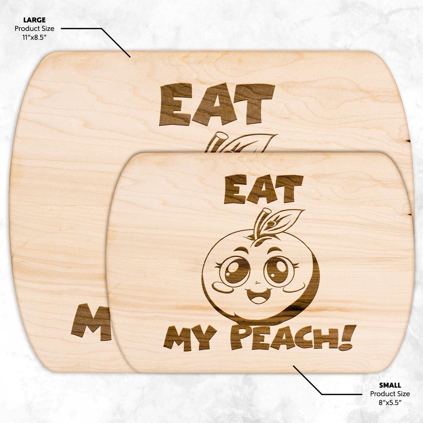Funny Hardwood Oval Cutting Board - Eat My Peach