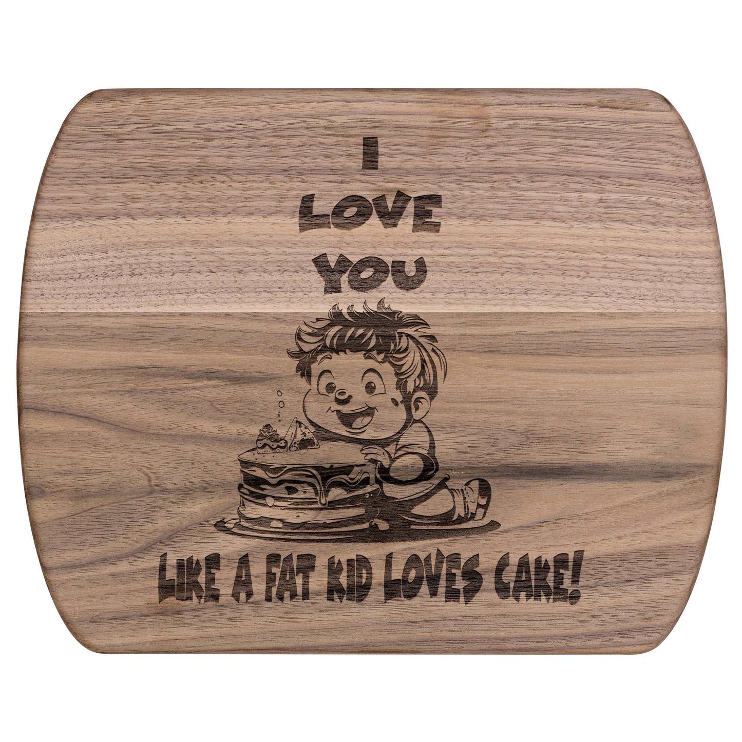 Funny Hardwood Oval Cutting Board - Fat Kid