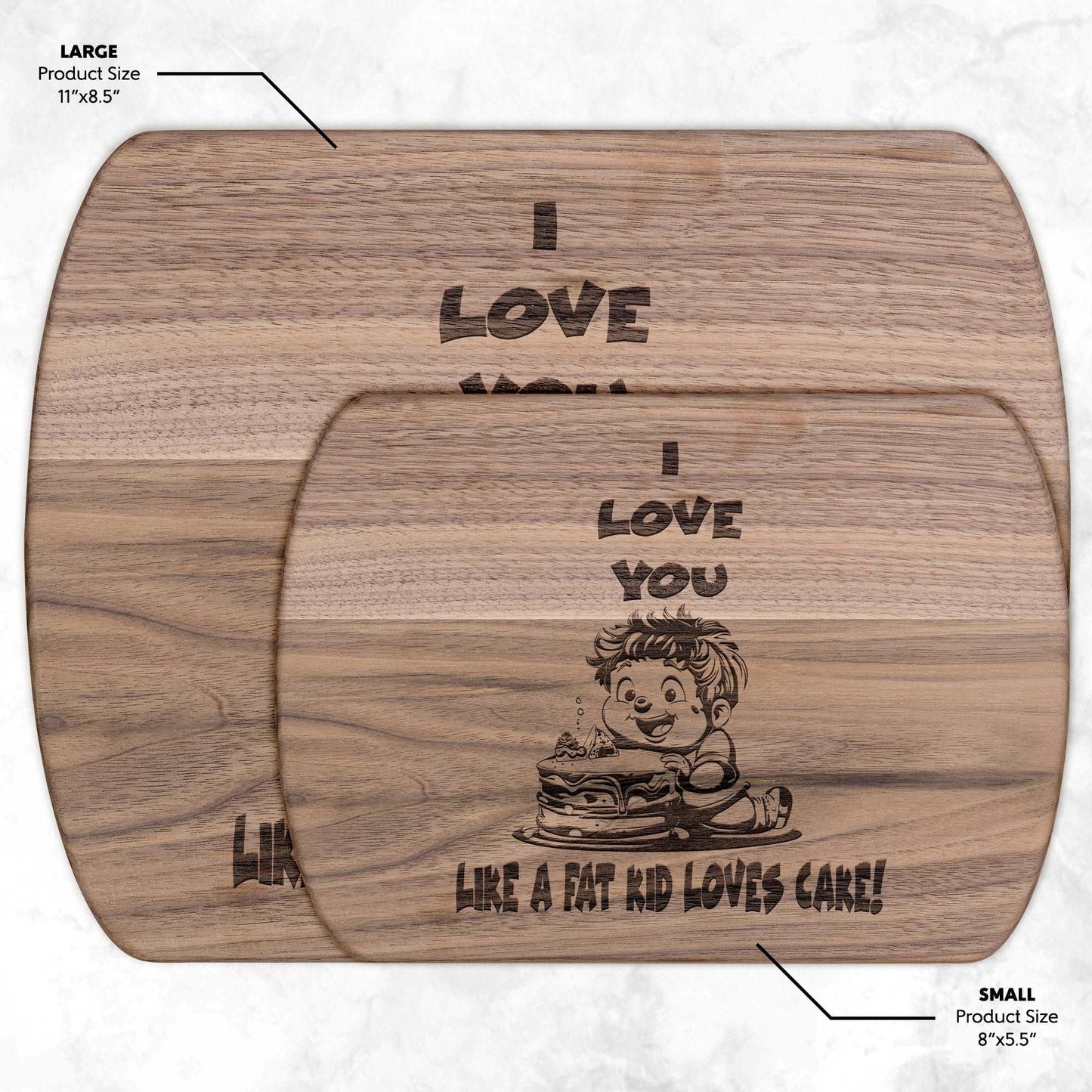 Funny Hardwood Oval Cutting Board - Fat Kid