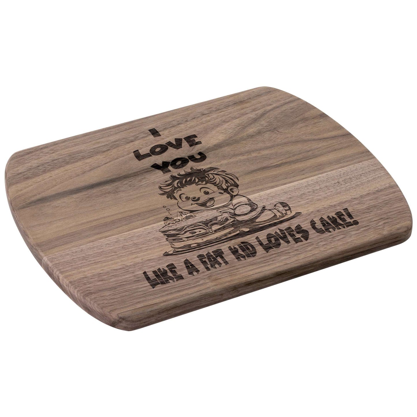 Funny Hardwood Oval Cutting Board - Fat Kid