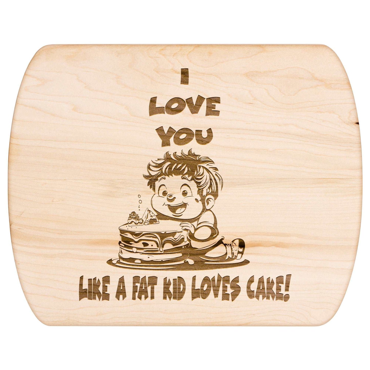 Funny Hardwood Oval Cutting Board - Fat Kid
