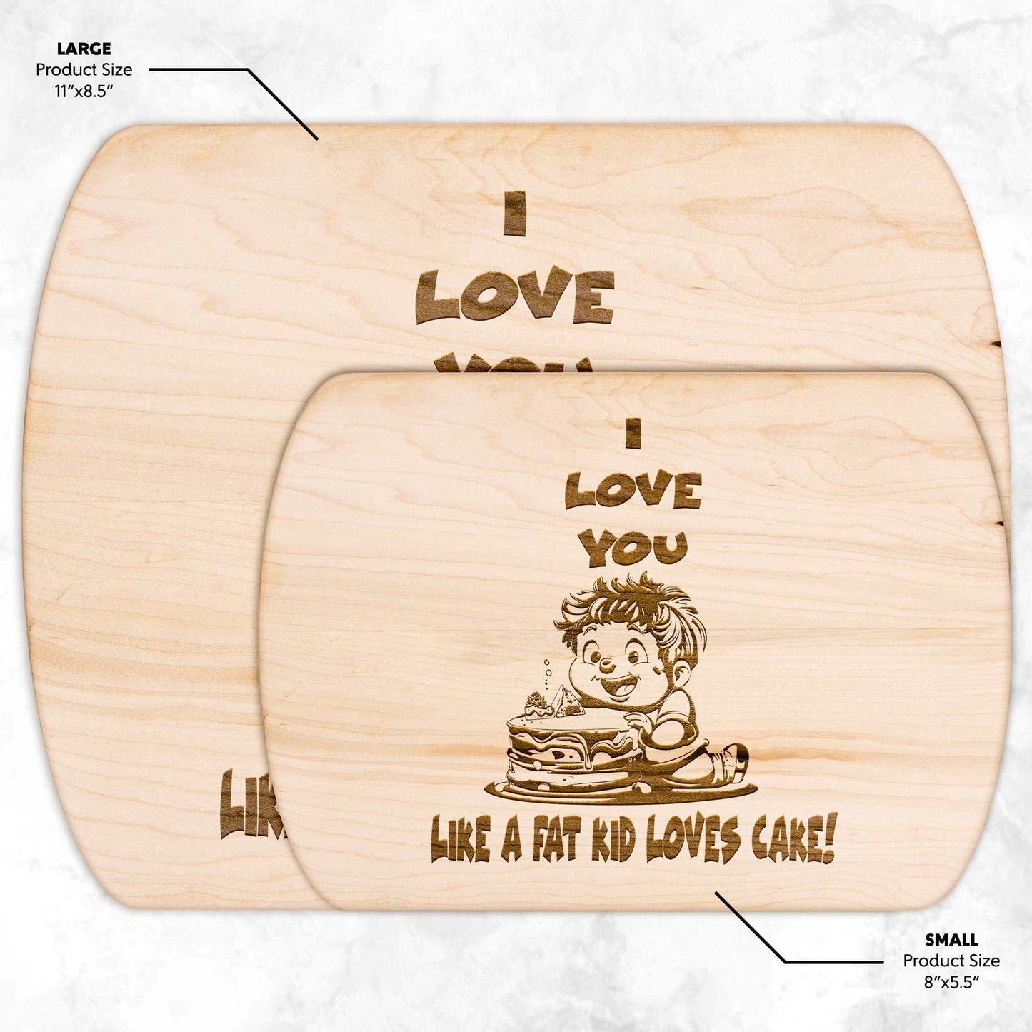 Funny Hardwood Oval Cutting Board - Fat Kid