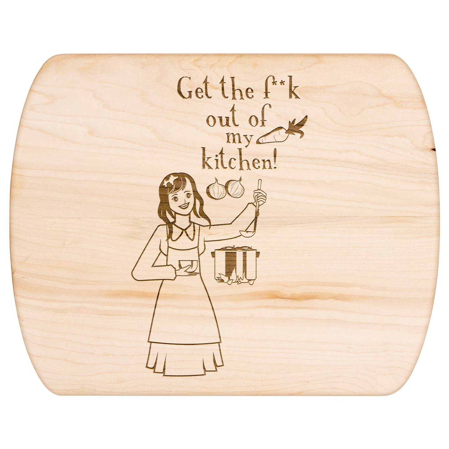 Funny Hardwood Oval Cutting Board - Get the fuck