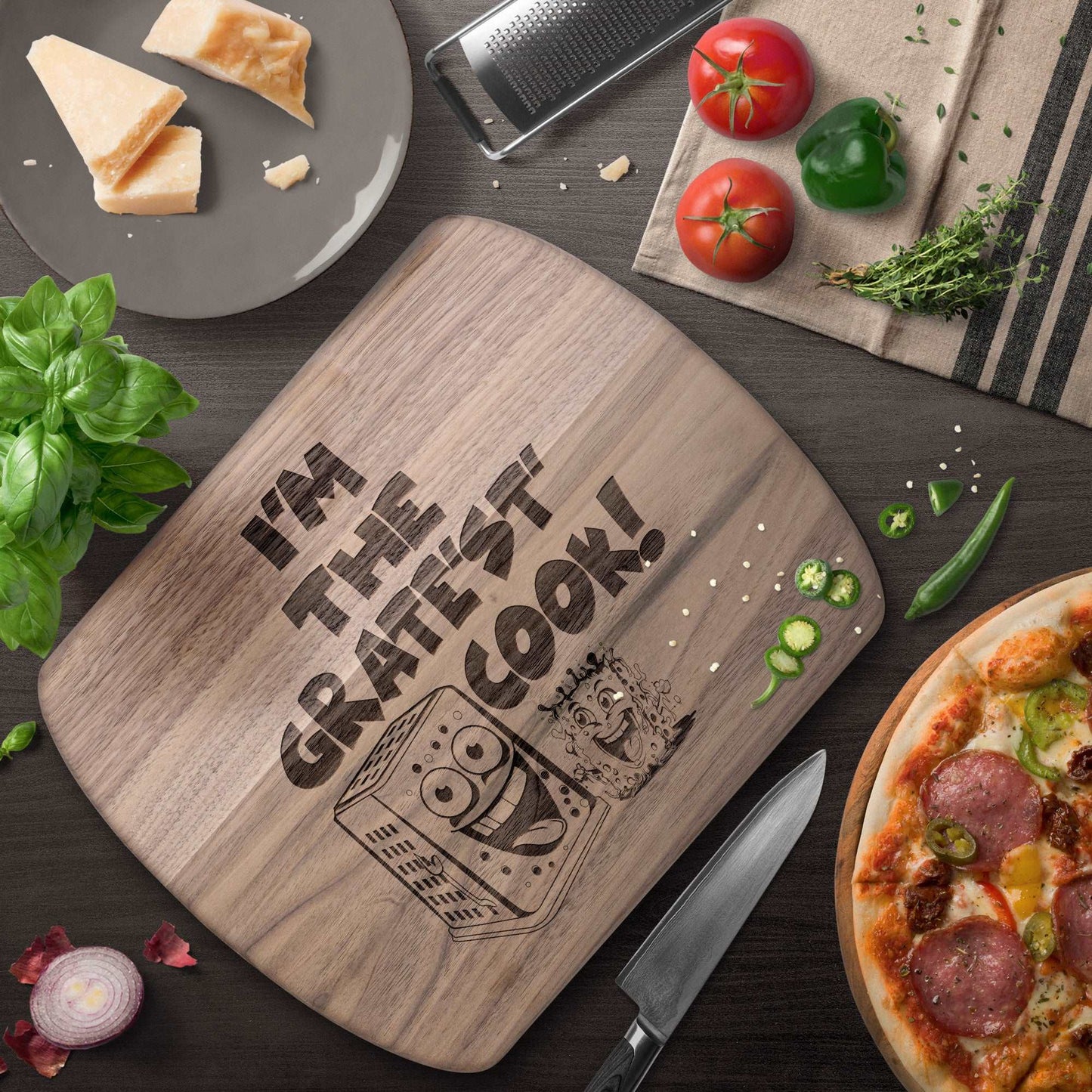 Funny Hardwood Oval Cutting Board - Gratest Cook