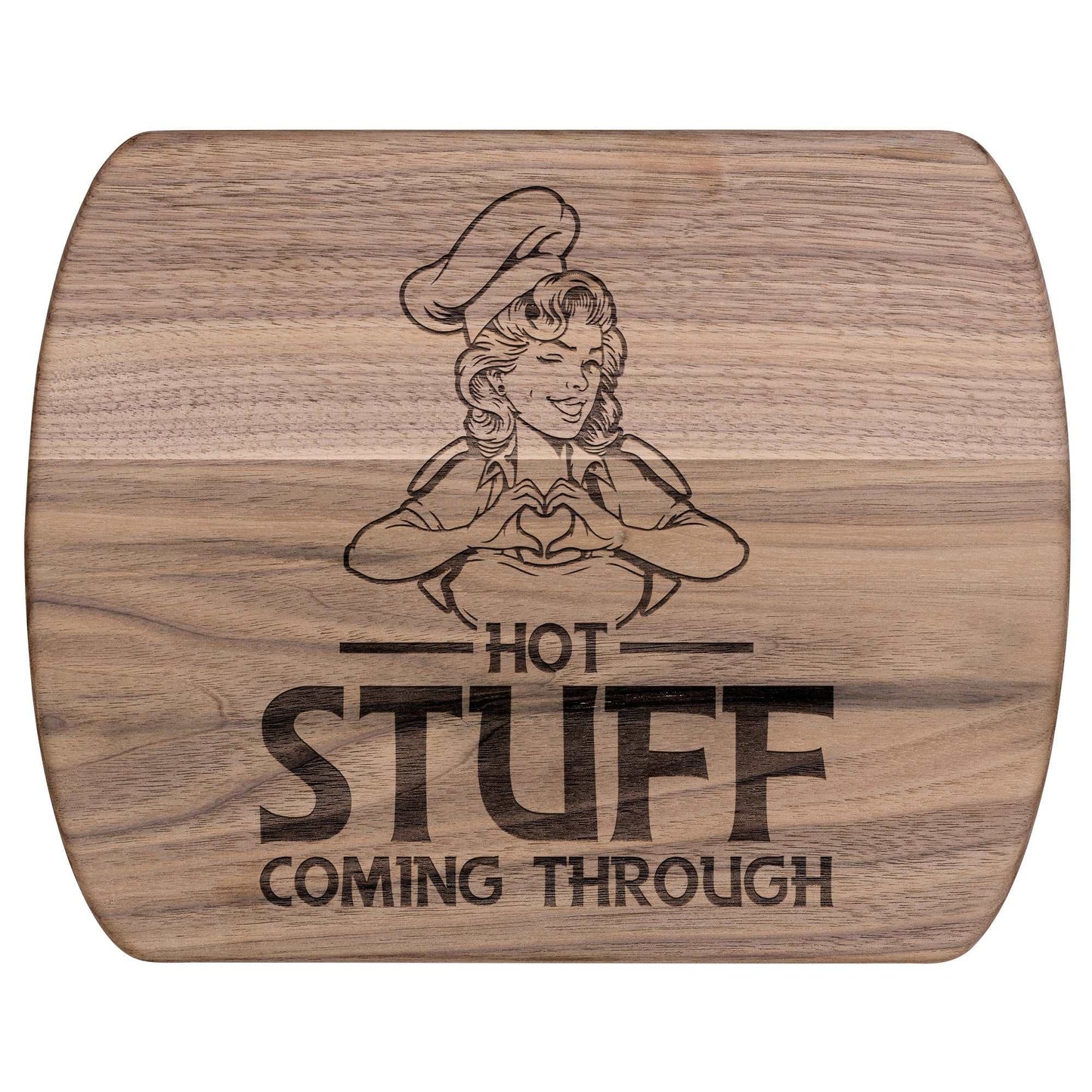 Funny Hardwood Oval Cutting Board - Hot Stuff