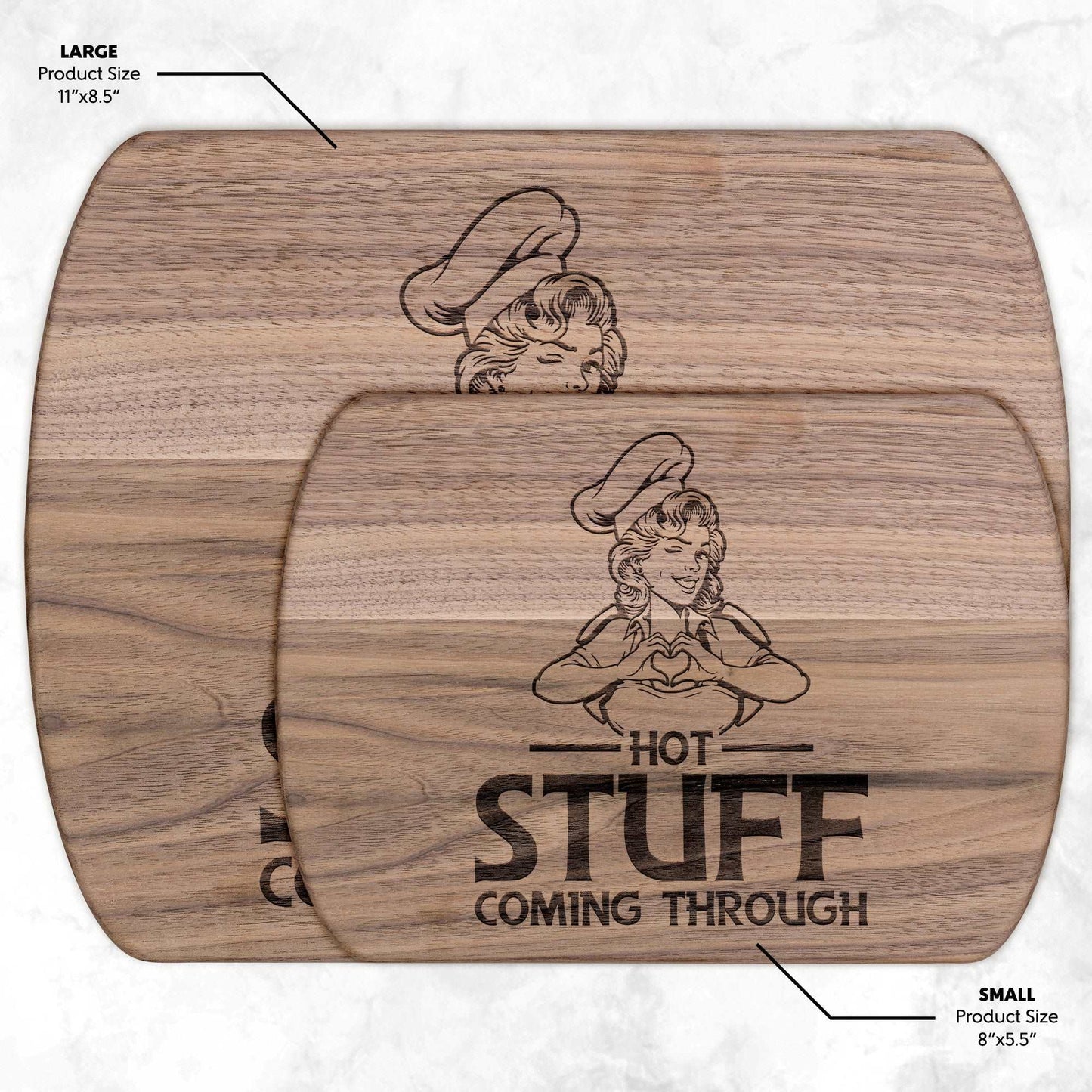 Funny Hardwood Oval Cutting Board - Hot Stuff