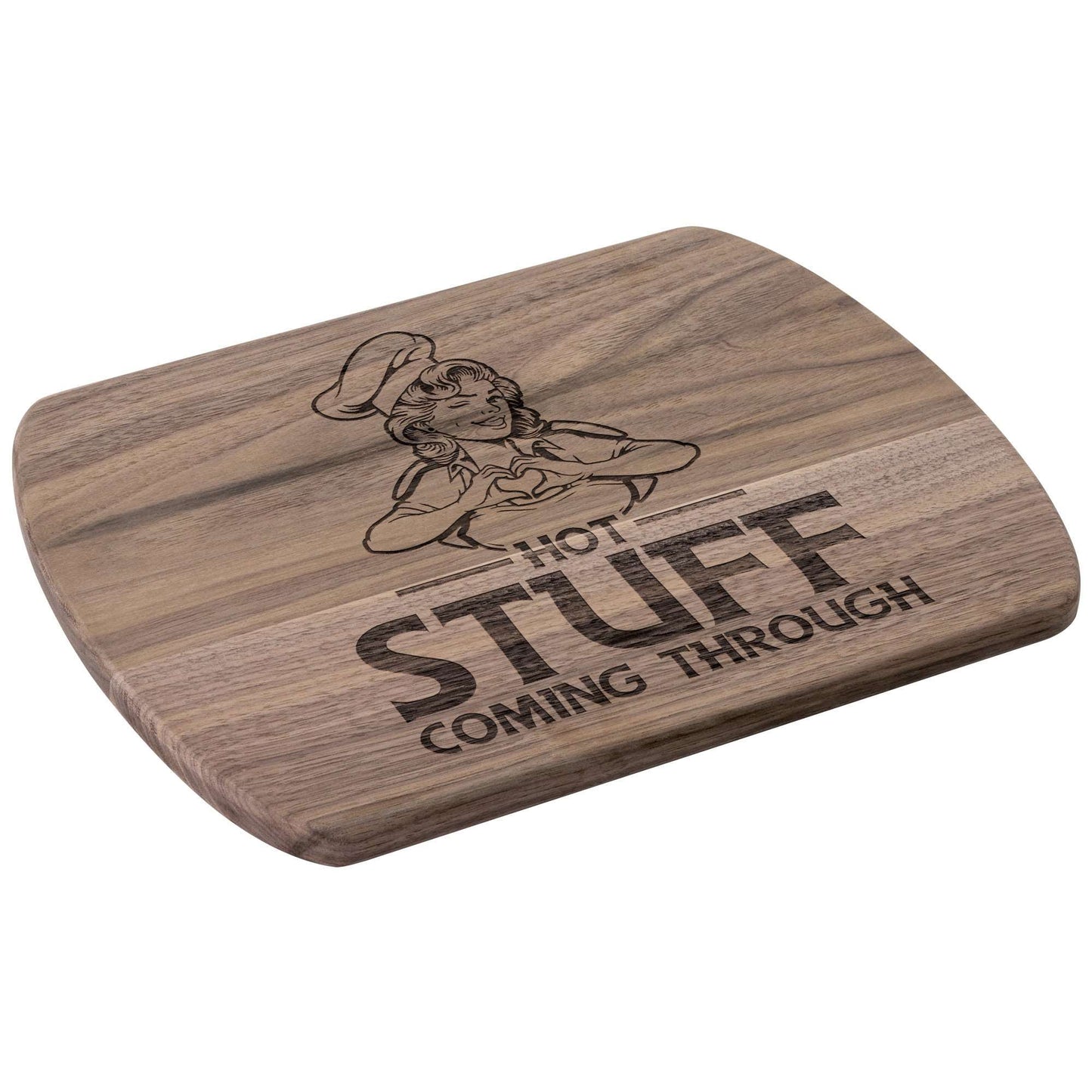 Funny Hardwood Oval Cutting Board - Hot Stuff