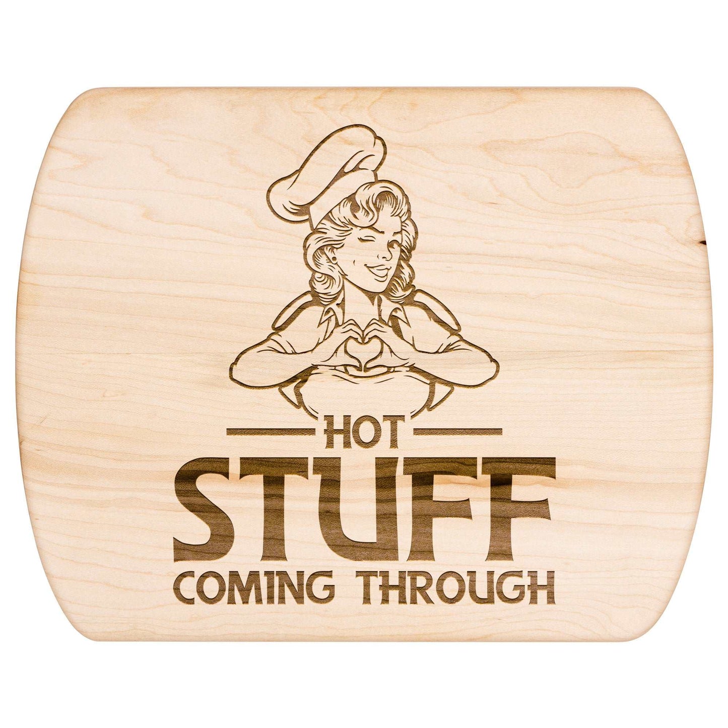 Funny Hardwood Oval Cutting Board - Hot Stuff