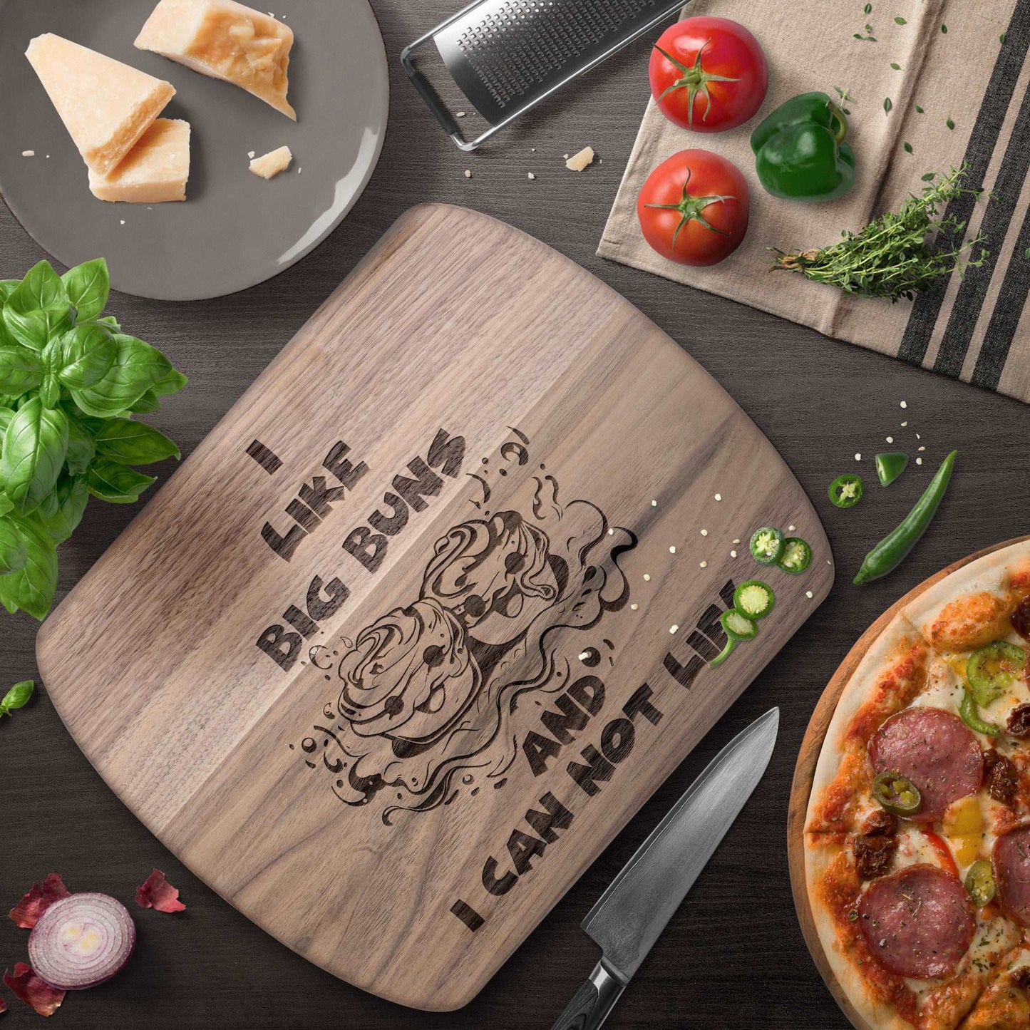 Funny Hardwood Oval Cutting Board - I Like Big Buns