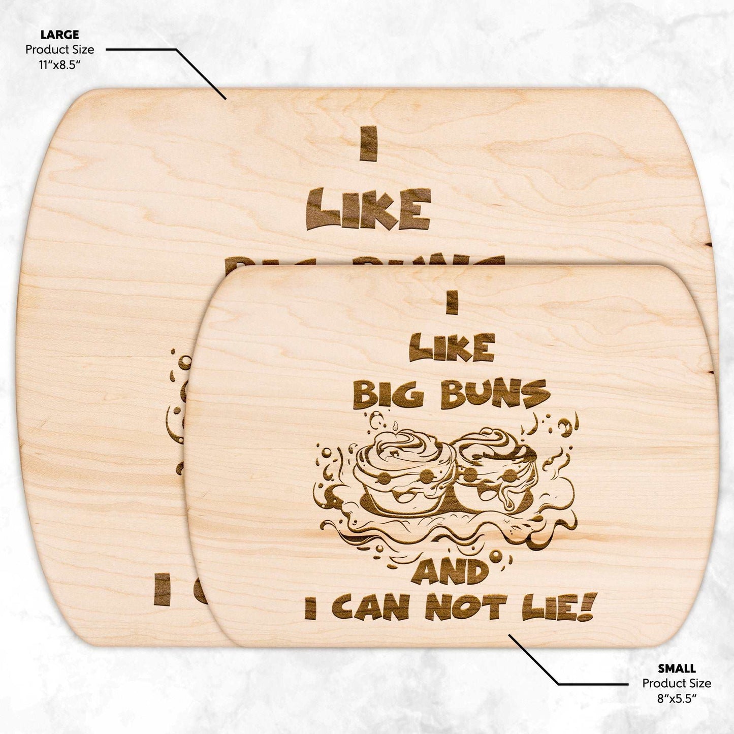 Funny Hardwood Oval Cutting Board - I Like Big Buns
