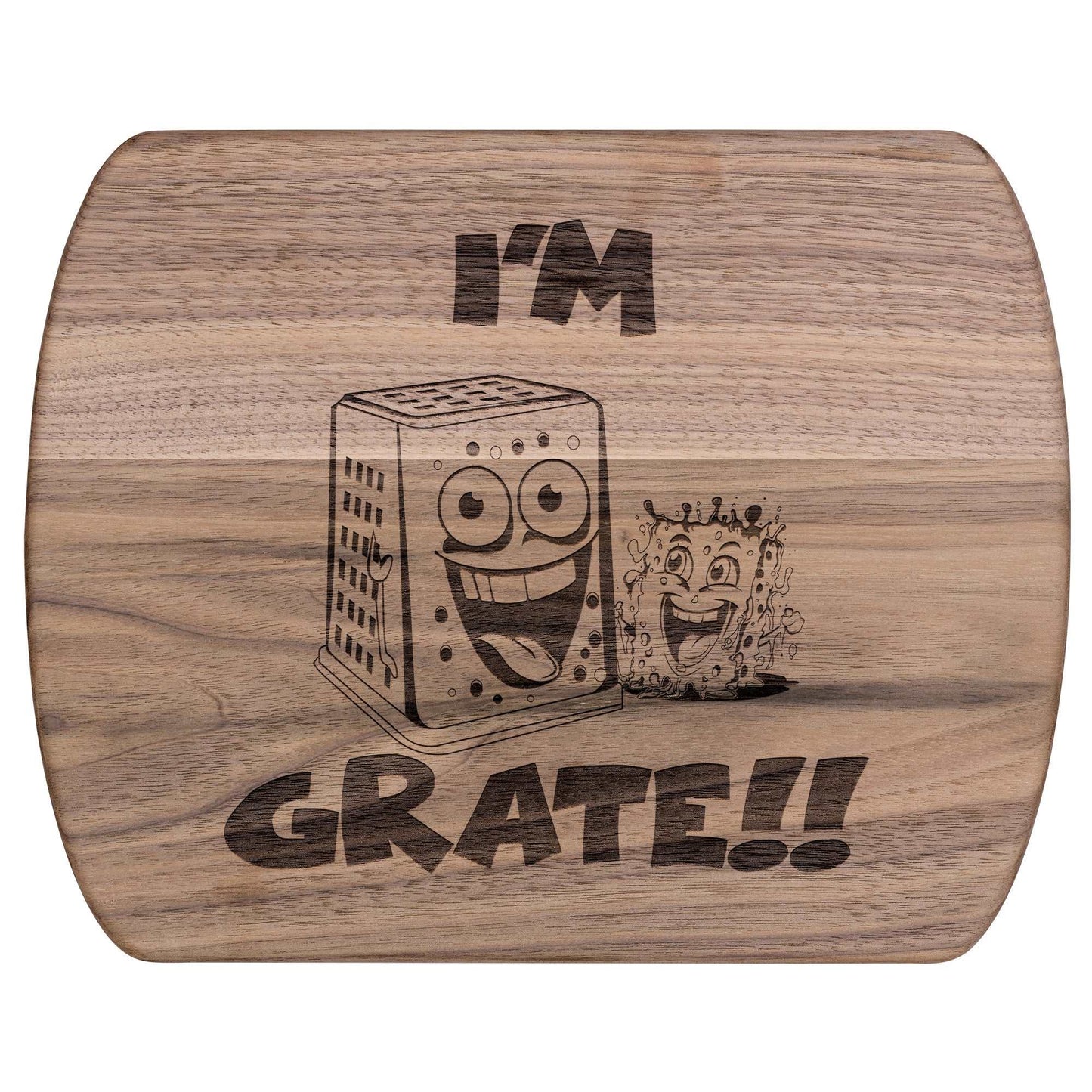 Funny Hardwood Oval Cutting Board - I'm Grate