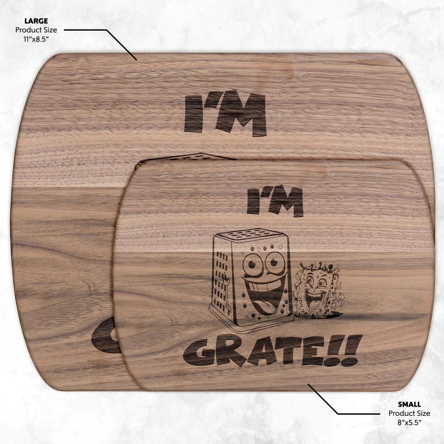 Funny Hardwood Oval Cutting Board - I'm Grate