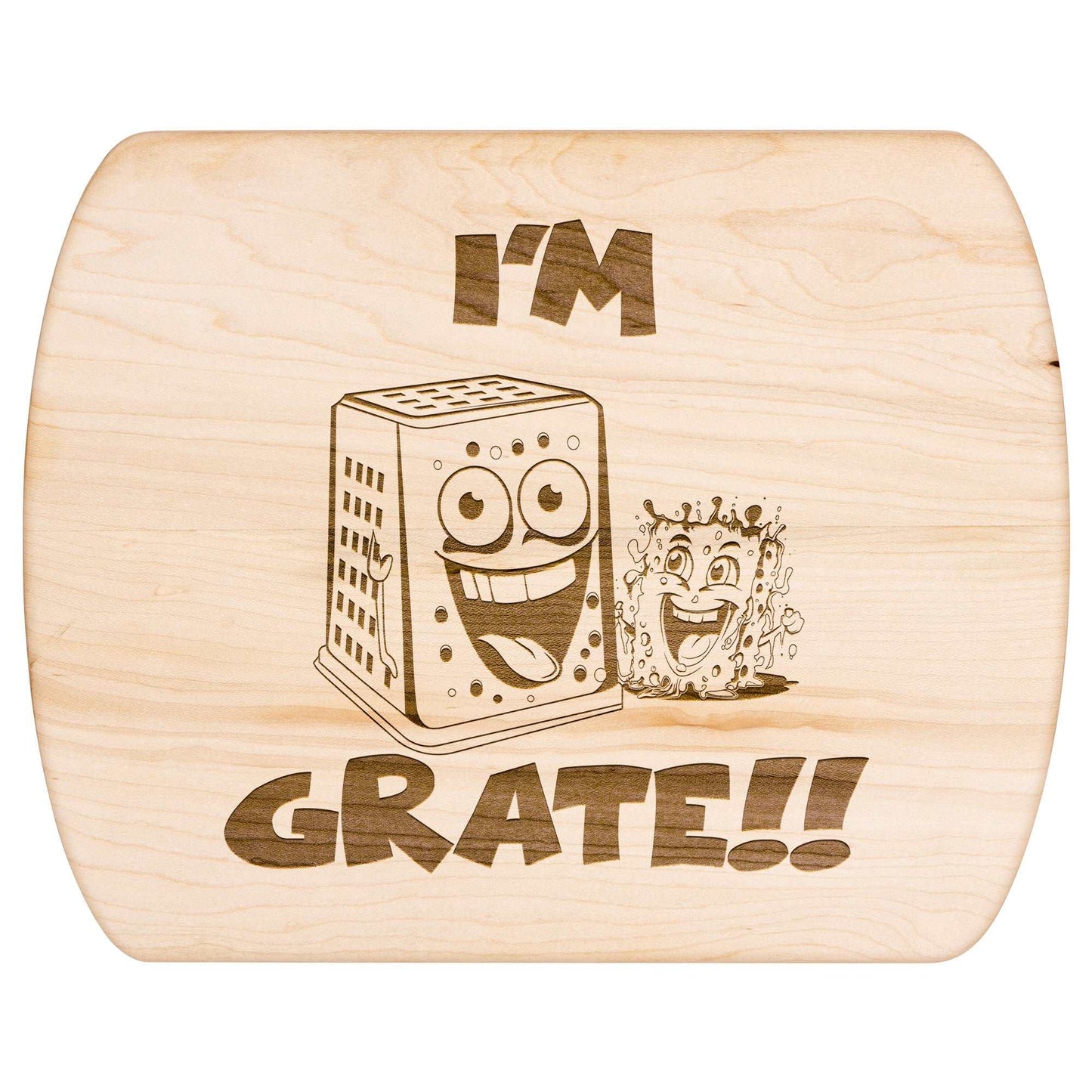 Funny Hardwood Oval Cutting Board - I'm Grate