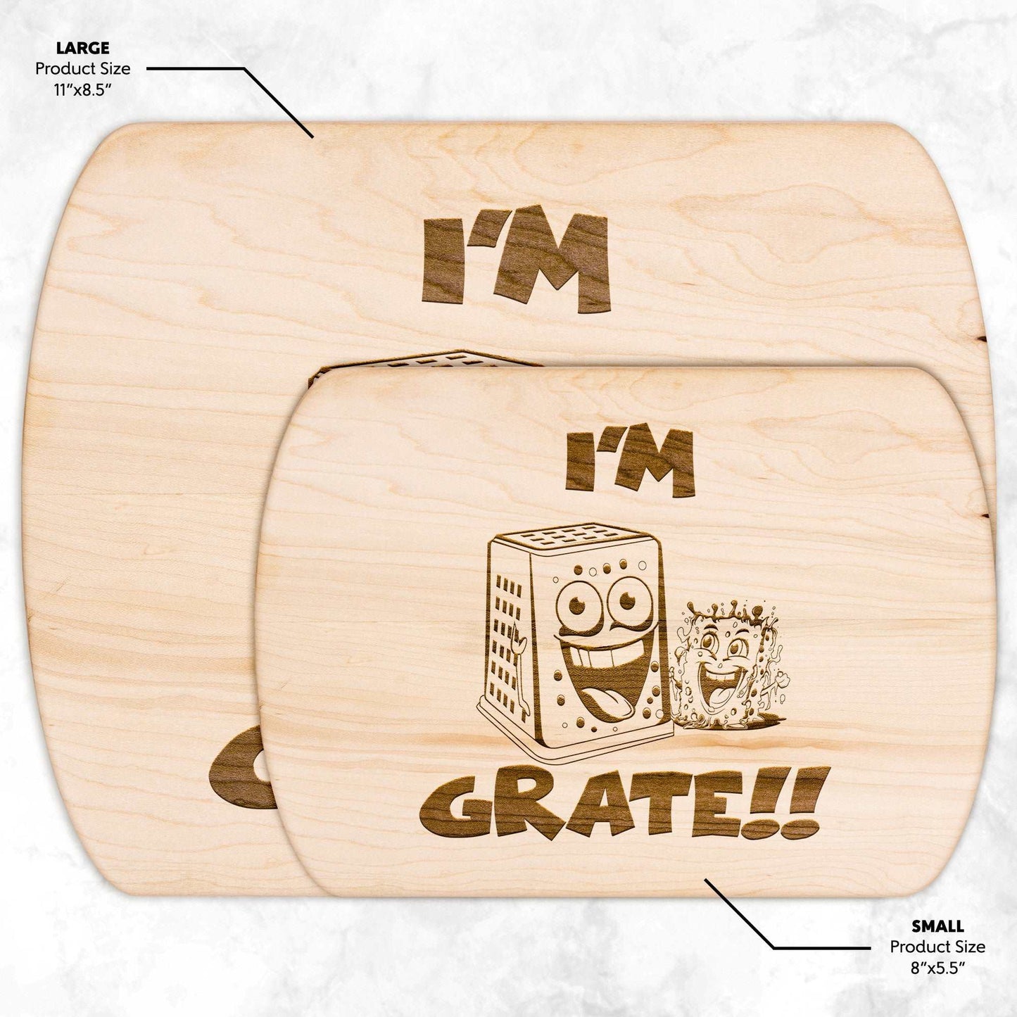 Funny Hardwood Oval Cutting Board - I'm Grate