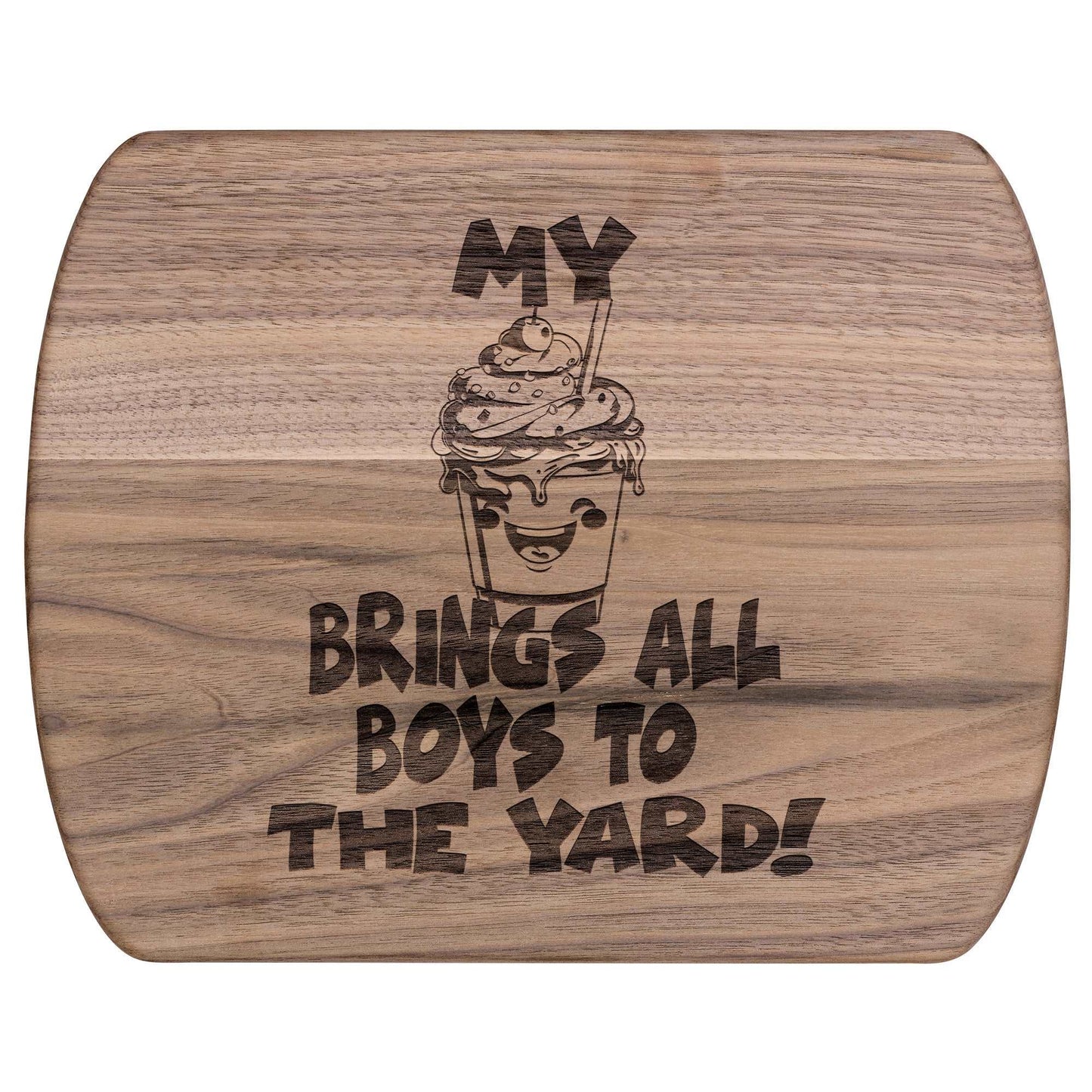 Funny Hardwood Oval Cutting Board - Milkshake