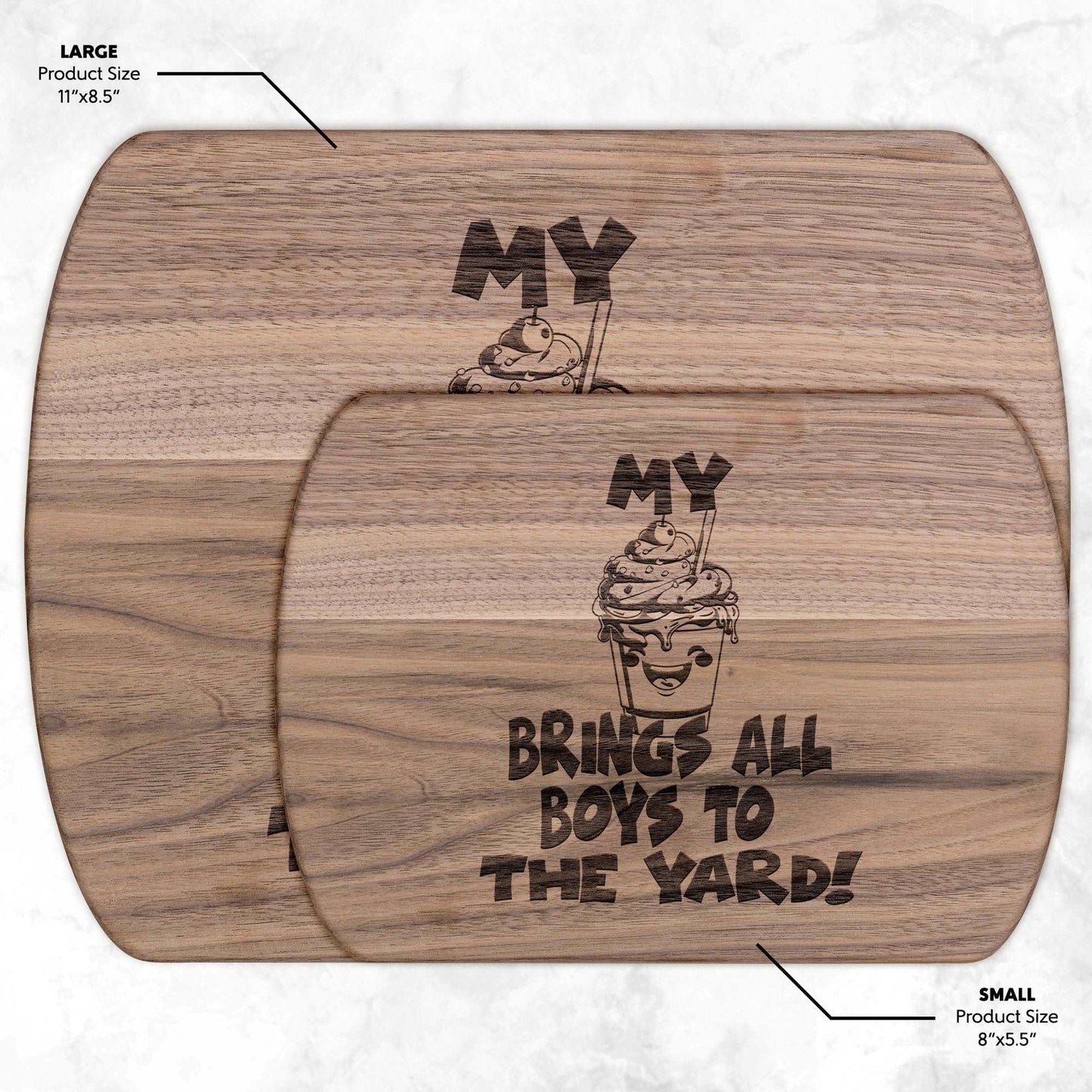 Funny Hardwood Oval Cutting Board - Milkshake