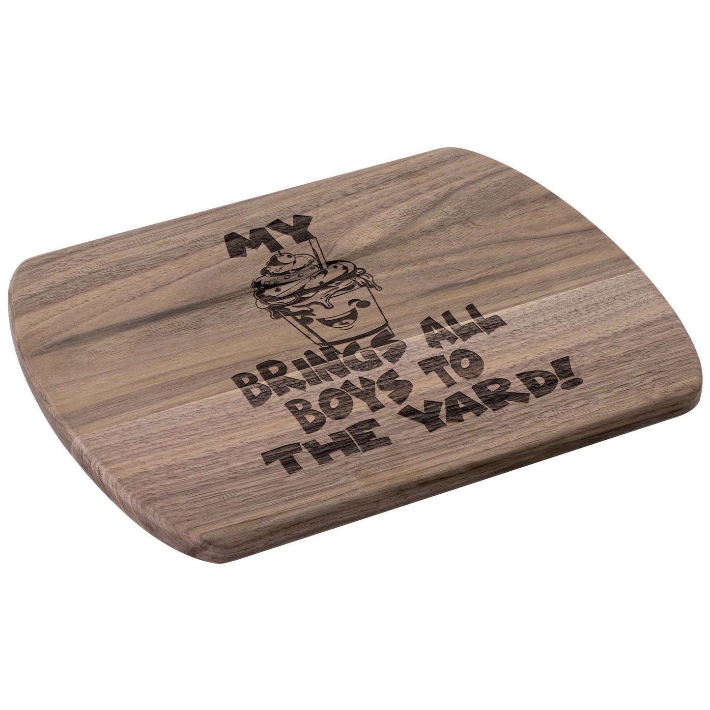 Funny Hardwood Oval Cutting Board - Milkshake