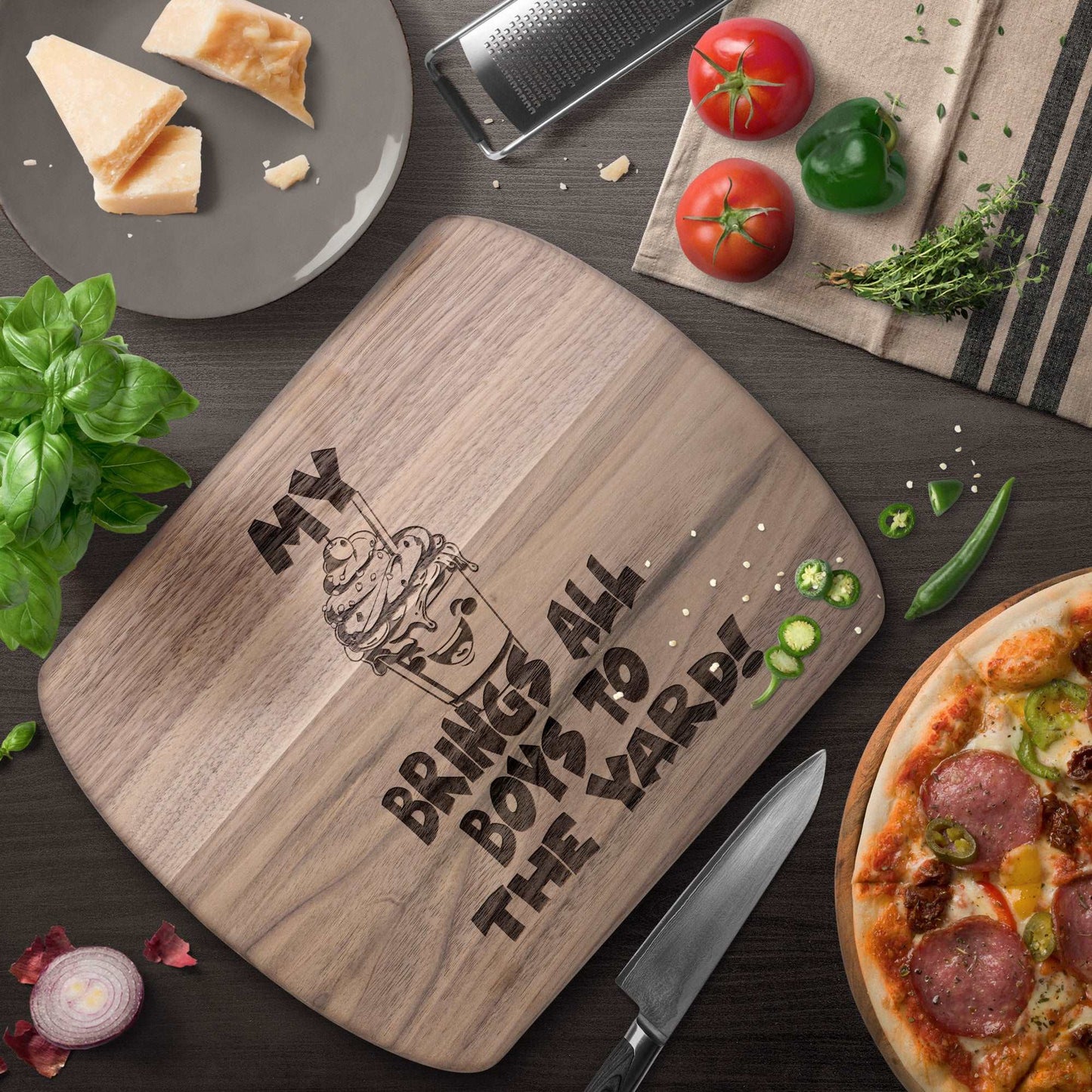 Funny Hardwood Oval Cutting Board - Milkshake