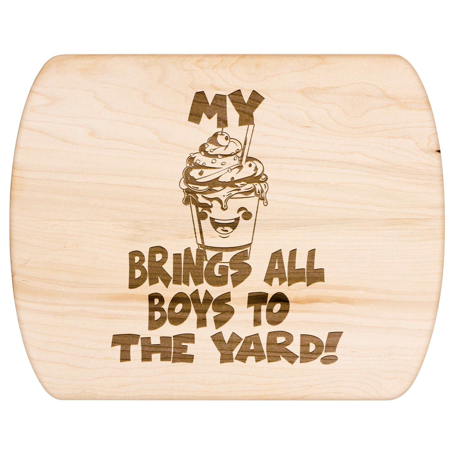 Funny Hardwood Oval Cutting Board - Milkshake