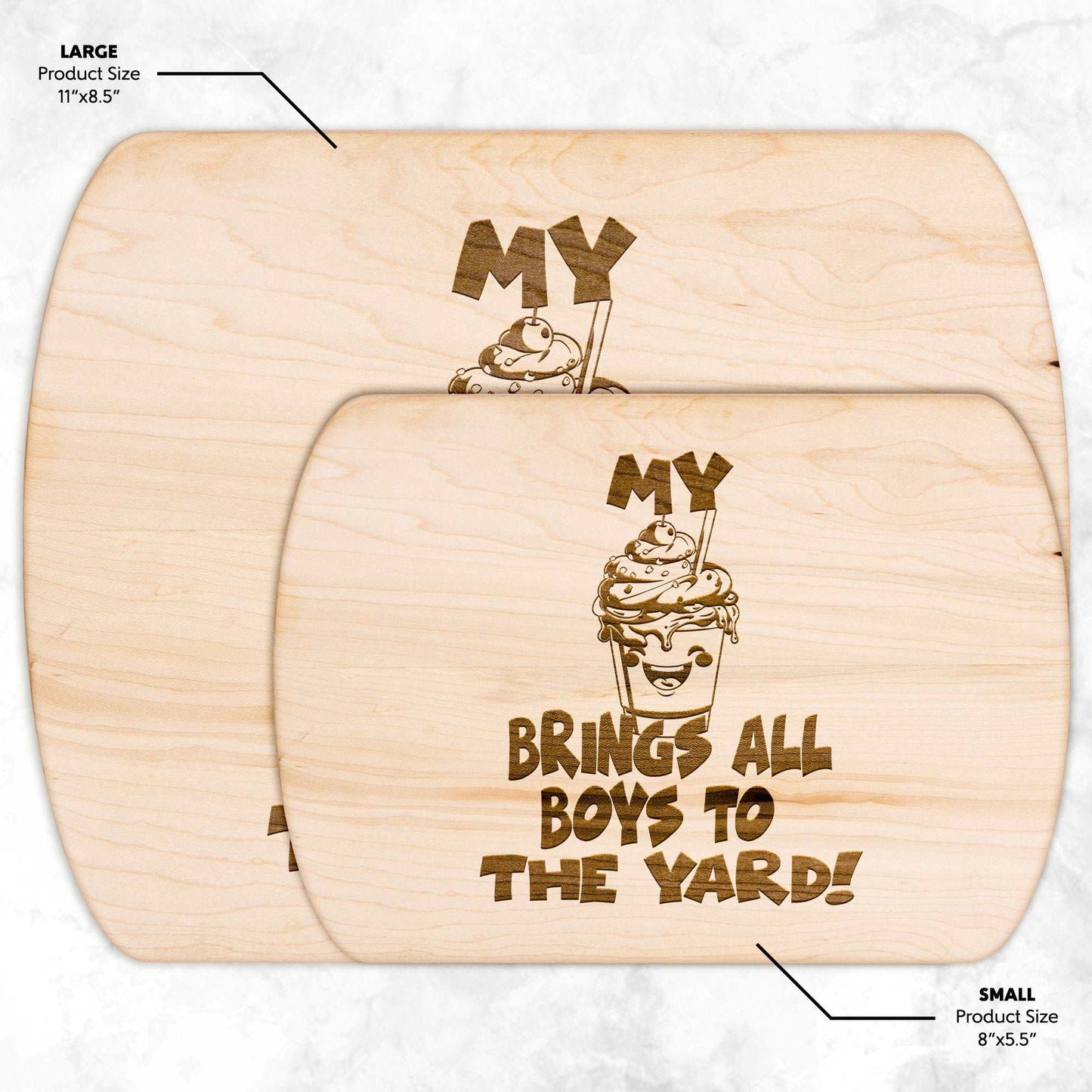 Funny Hardwood Oval Cutting Board - Milkshake
