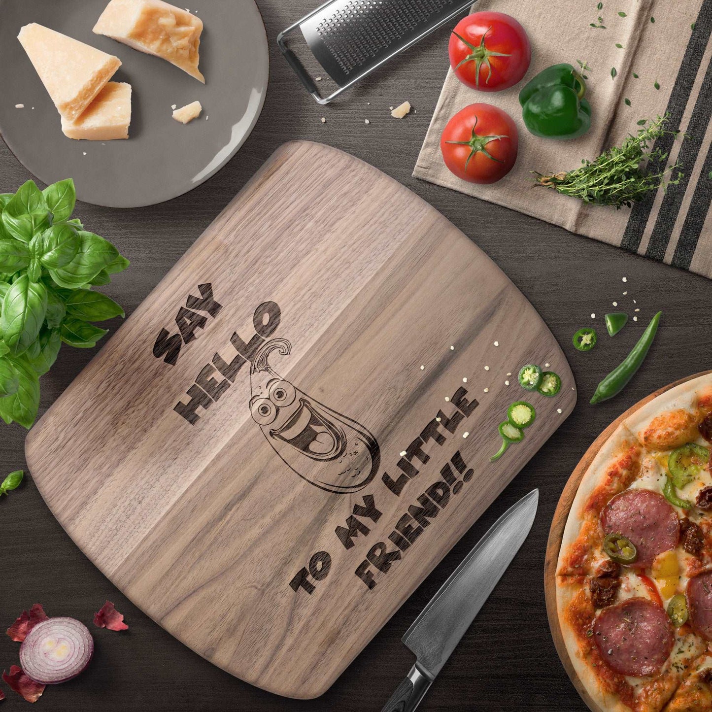 Funny Hardwood Oval Cutting Board - My Little Friend