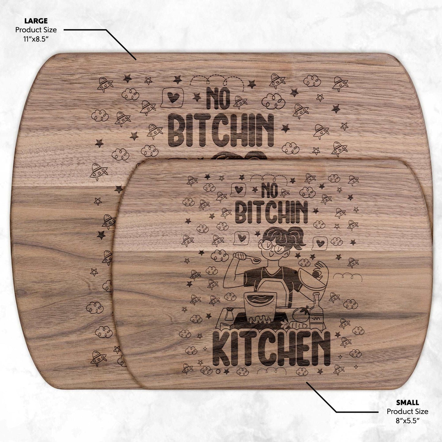 Funny Hardwood Oval Cutting Board - No Bitchin