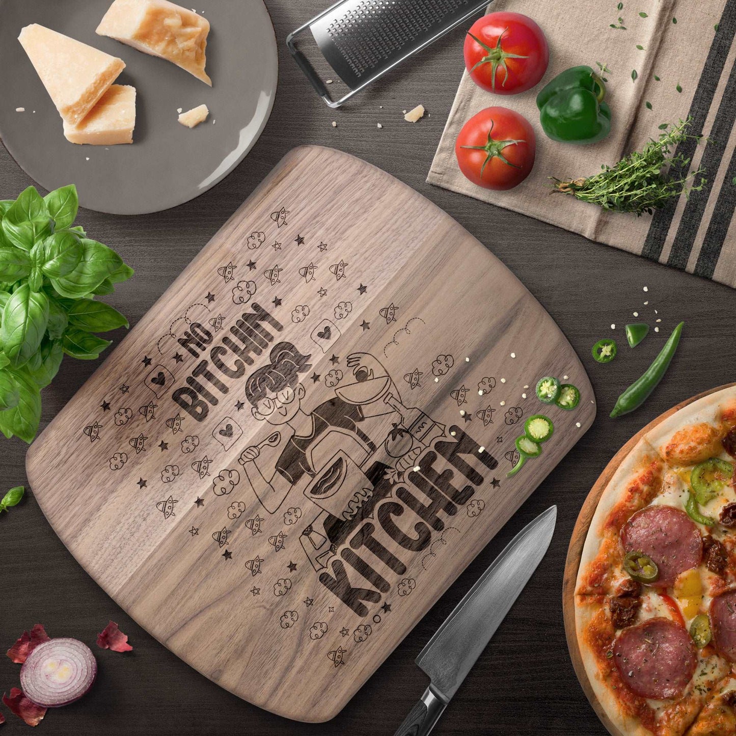 Funny Hardwood Oval Cutting Board - No Bitchin