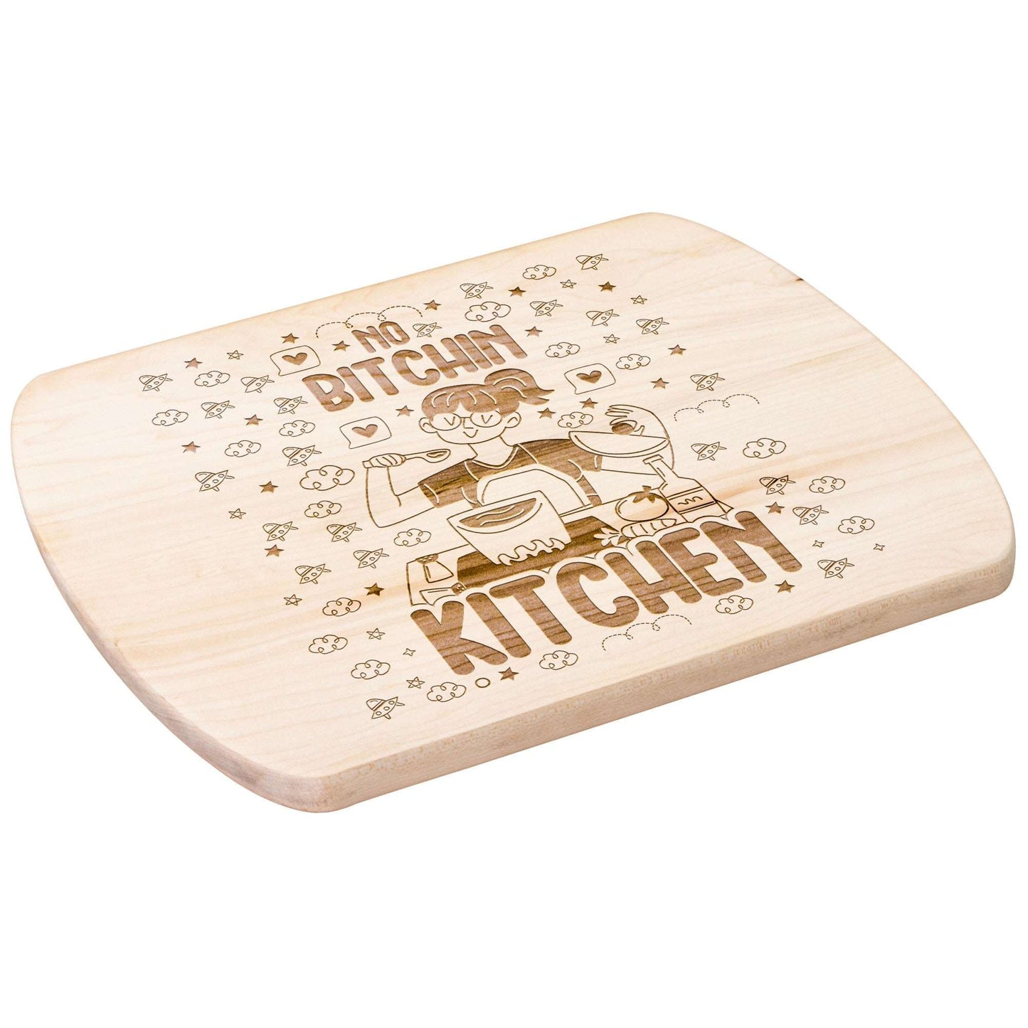 Funny Hardwood Oval Cutting Board - No Bitchin