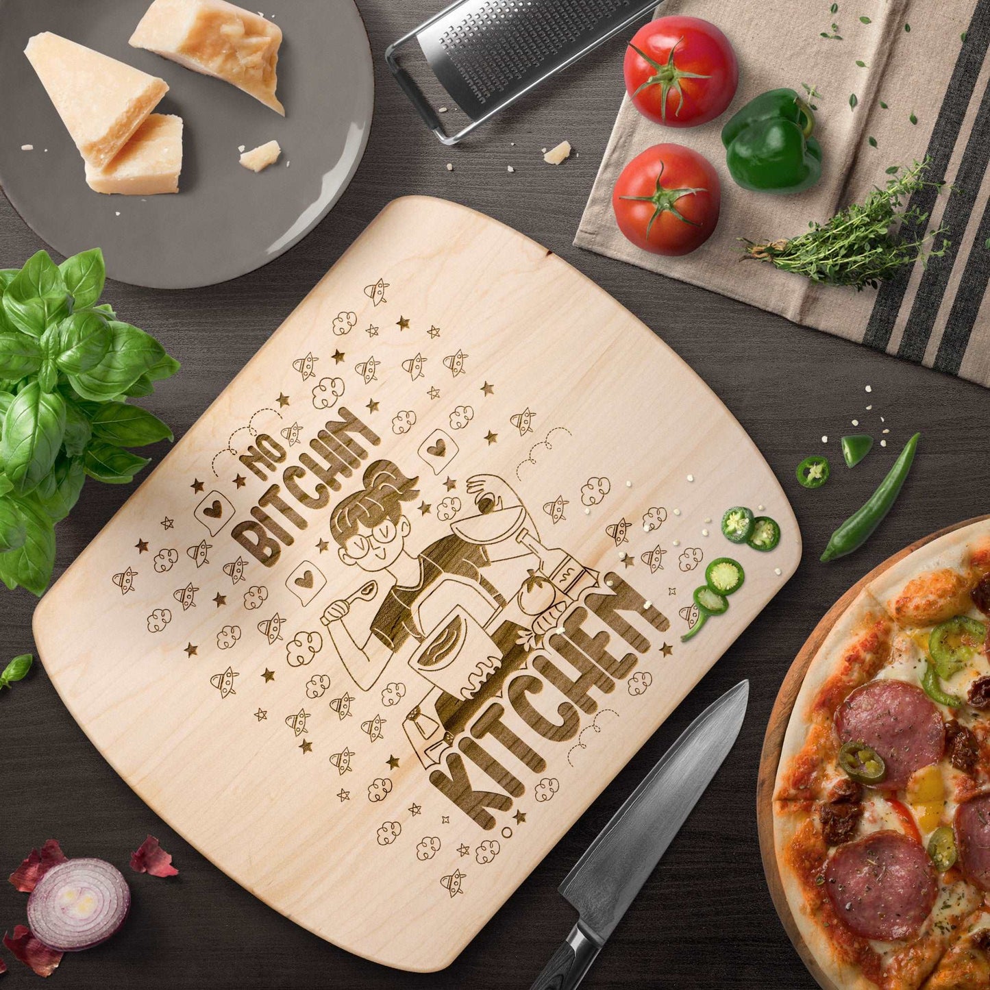 Funny Hardwood Oval Cutting Board - No Bitchin