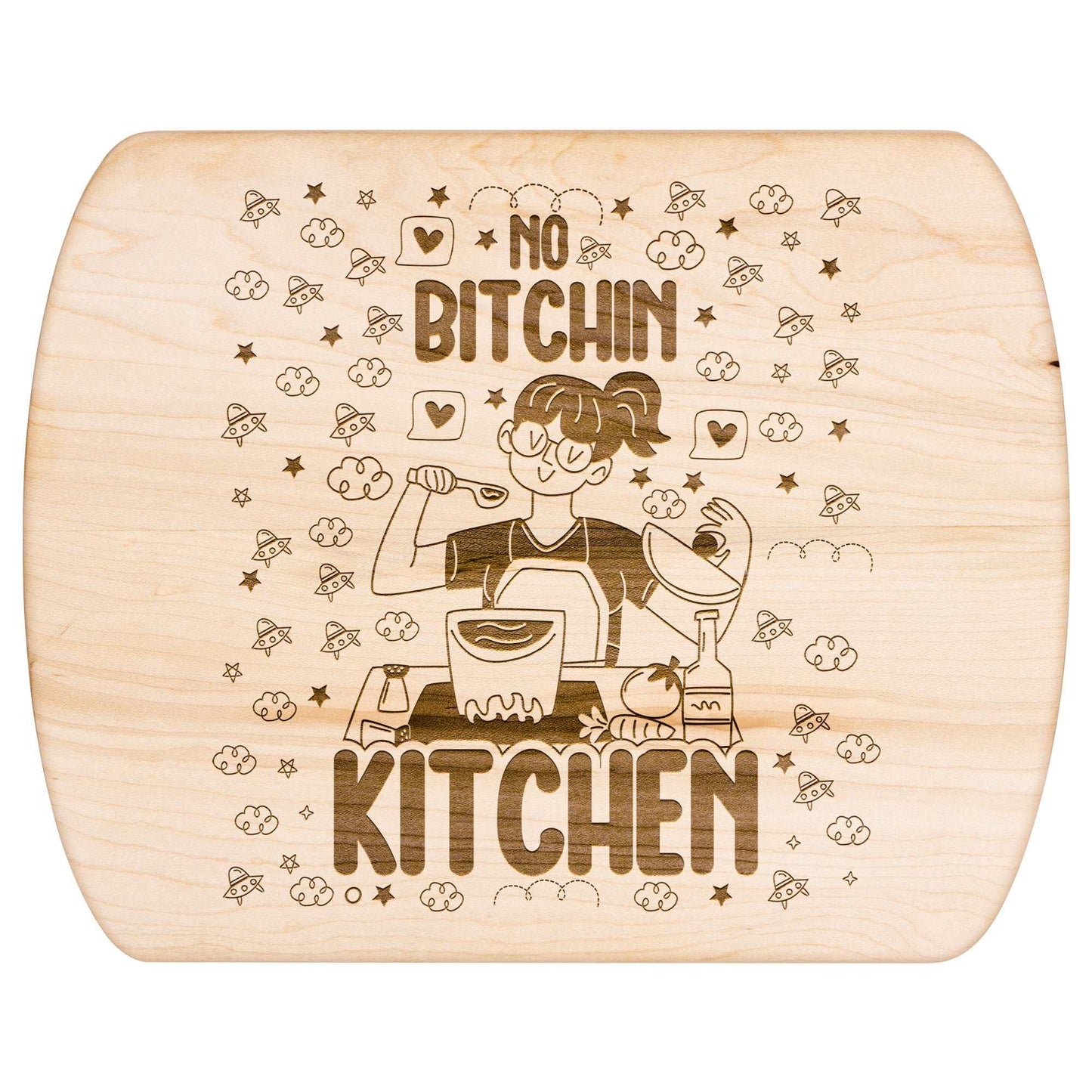 Funny Hardwood Oval Cutting Board - No Bitchin