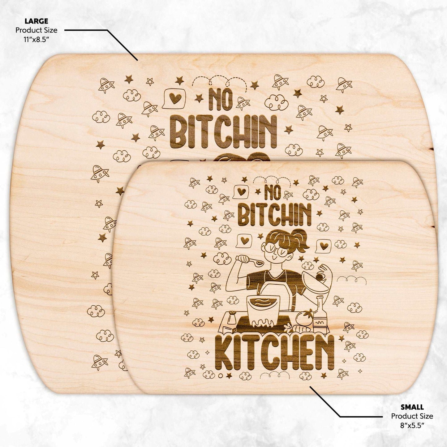 Funny Hardwood Oval Cutting Board - No Bitchin