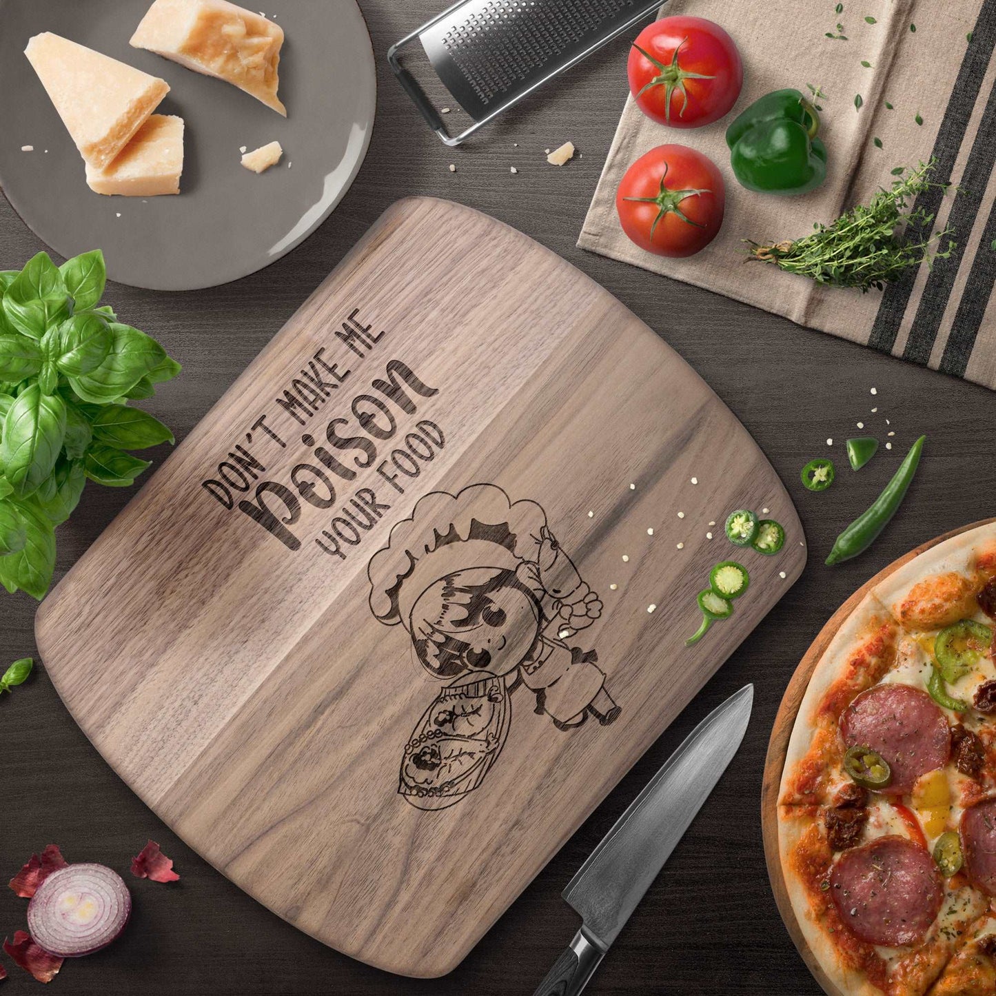 Funny Hardwood Oval Cutting Board - Poison Food