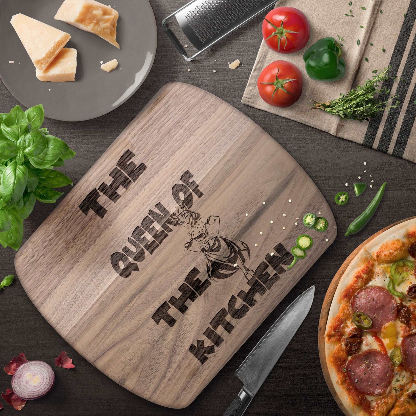 Funny Hardwood Oval Cutting Board - Queen of Kitchen