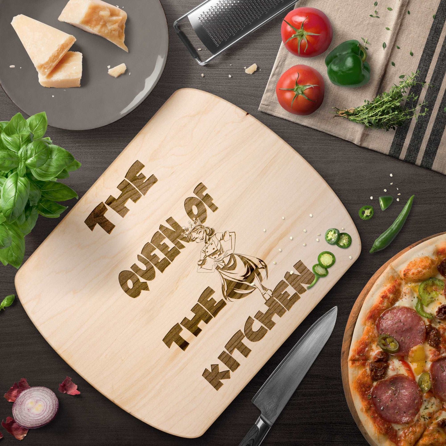 Funny Hardwood Oval Cutting Board - Queen of Kitchen