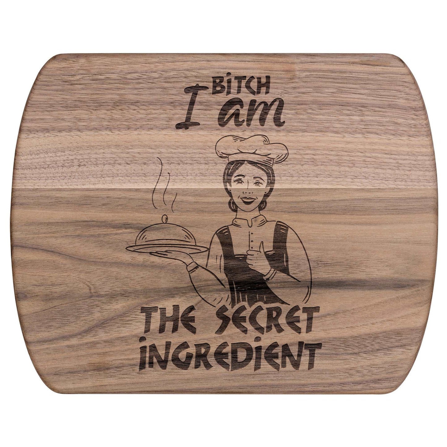 Funny Hardwood Oval Cutting Board - Secret Ingredient