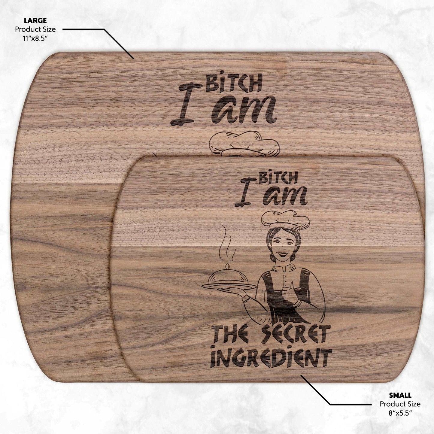 Funny Hardwood Oval Cutting Board - Secret Ingredient