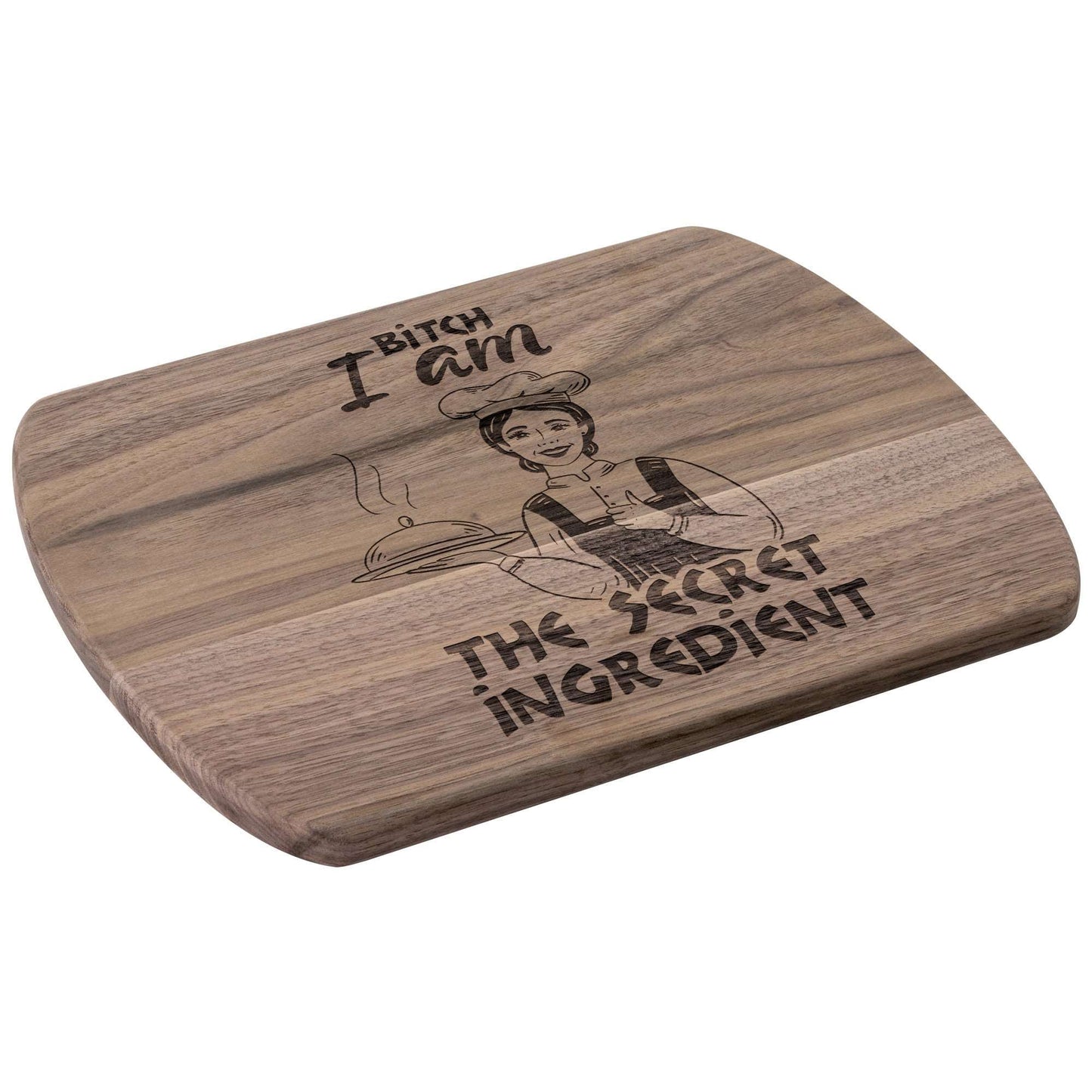 Funny Hardwood Oval Cutting Board - Secret Ingredient